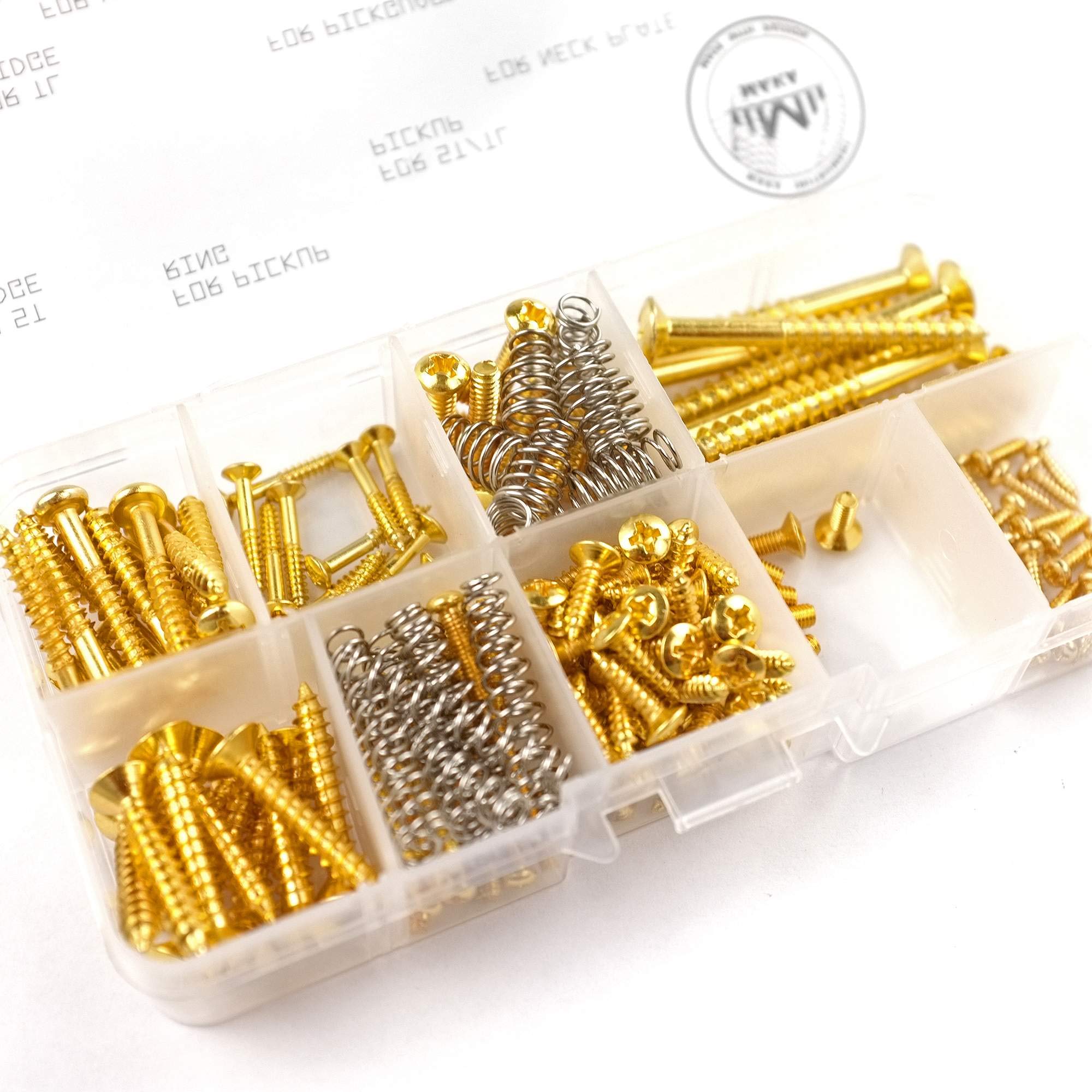 Maka Guitar Screw Kit Assortment Box Kit For Electric Guitar Bridge, Pickup, Pickguard, Tuner, Switch, Neck Plate, With Springs,