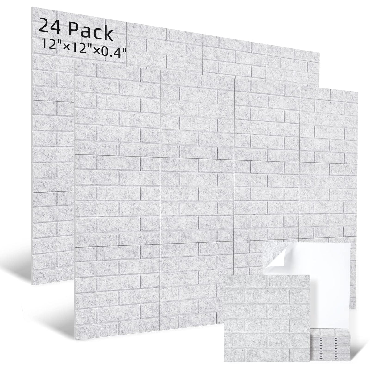 Tutmyrea 24 Pcs Acoustic Panels, 12 X 12 X 0.4 Inches Soundproof Wall Panels, Self-Adhesive Sound Proof Boards, Brick Pattern, N