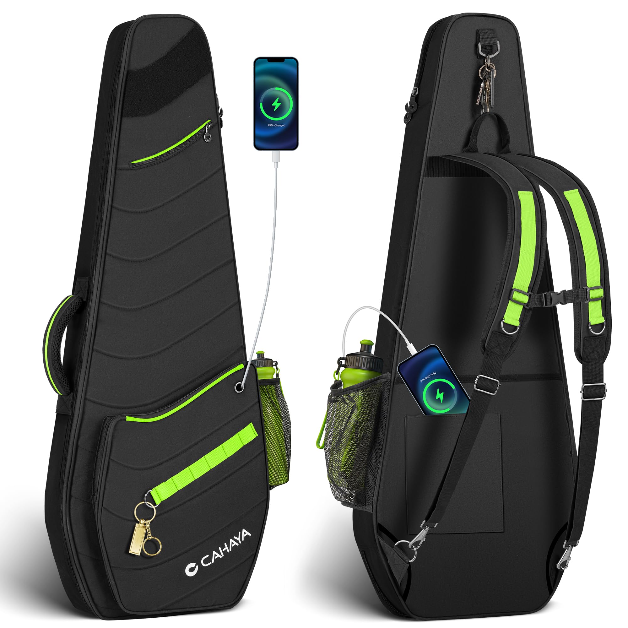 CAHAYA Guitar Bag Electric Case - 0.47in Thick Padding 5 Pockets Electric Guitar Gig Bag with Back Hanger Loop Electric Backpack