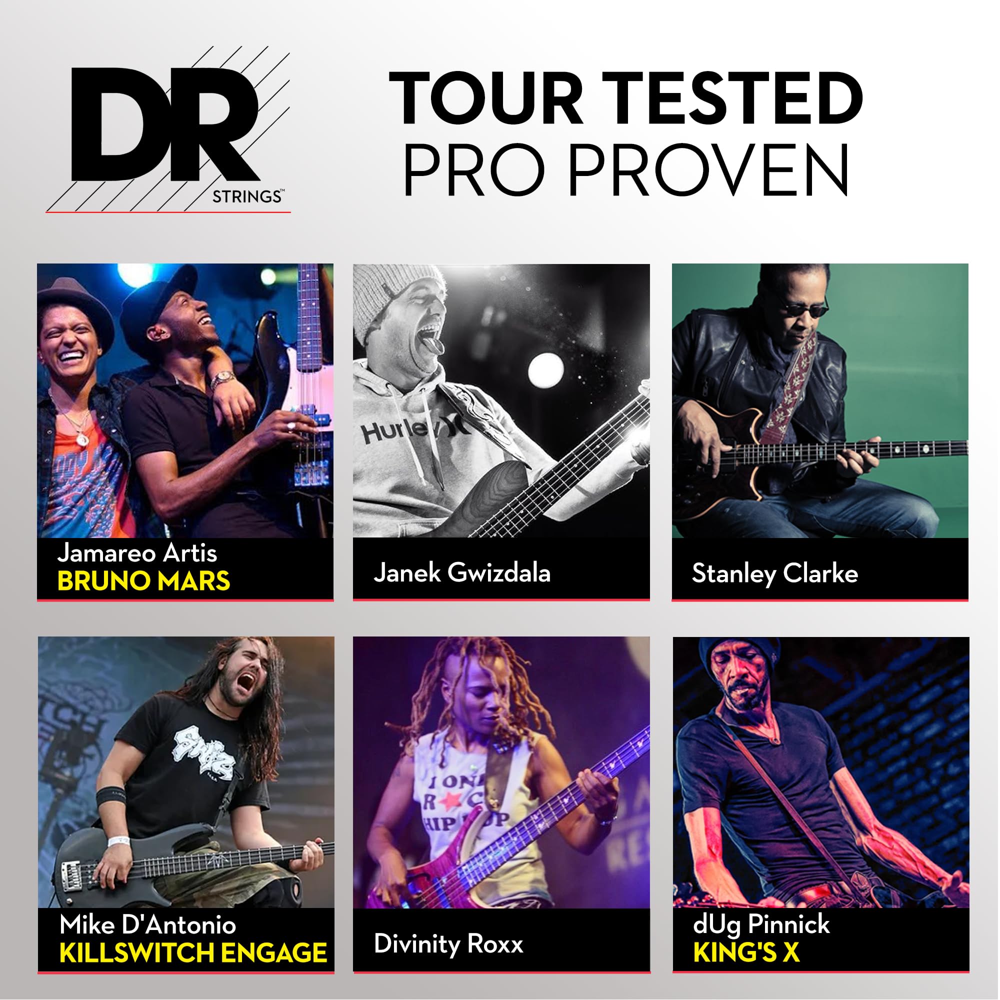 DR Strings HI-BEAMS - Stainless Steel 4-String Bass Guitar Strings, 45-105, Round Core