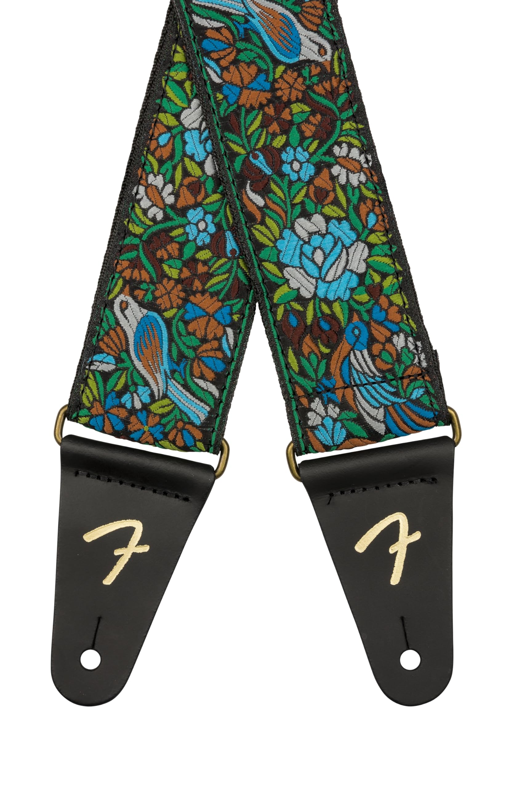 Fender Mosaic Jacquard Guitar Strap, Adjustable from 31.5-55'', Leather Ends, Green