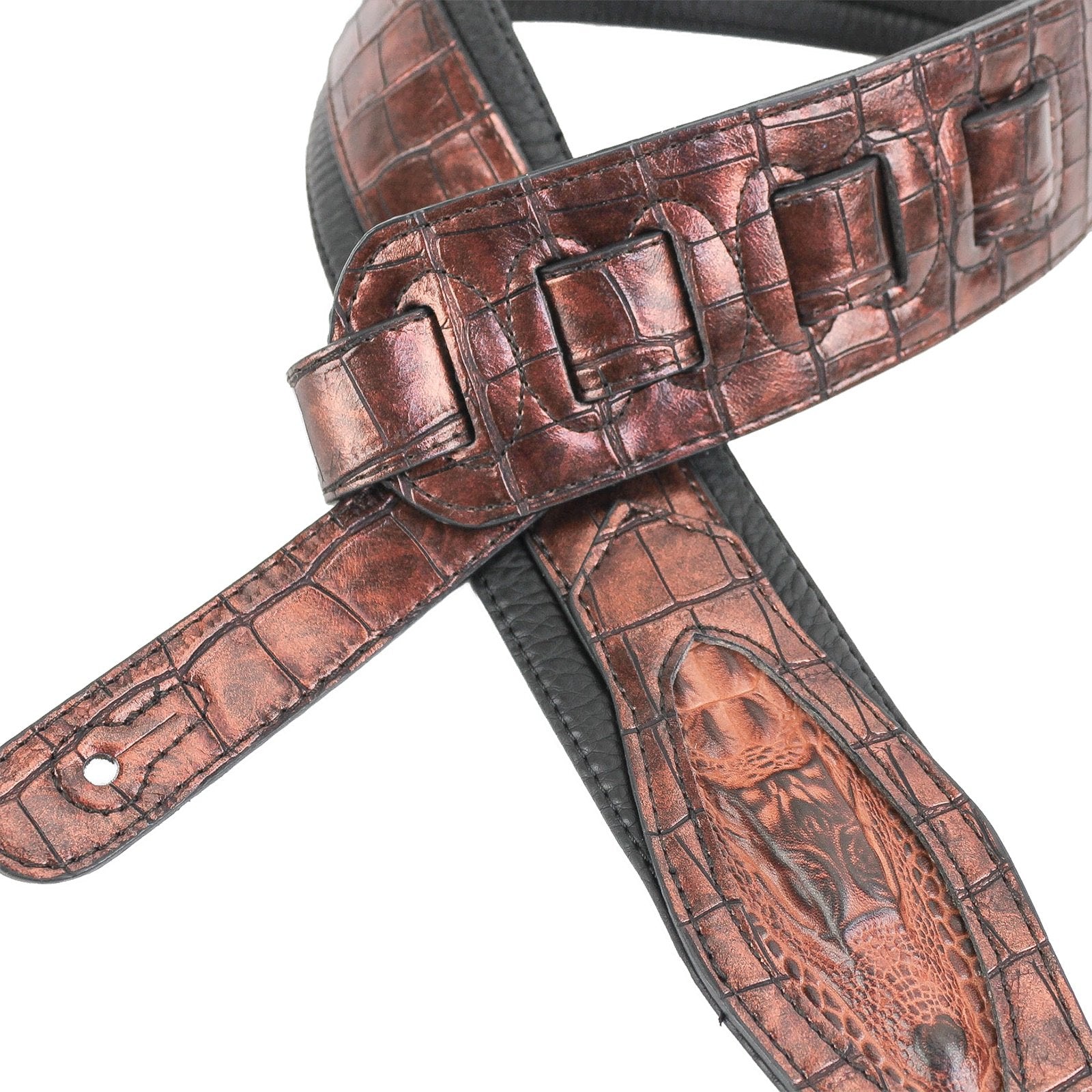 Walker & Williams SF-08 Metallic Bronze Textured Alligator Pattern Strap with Gator Head
