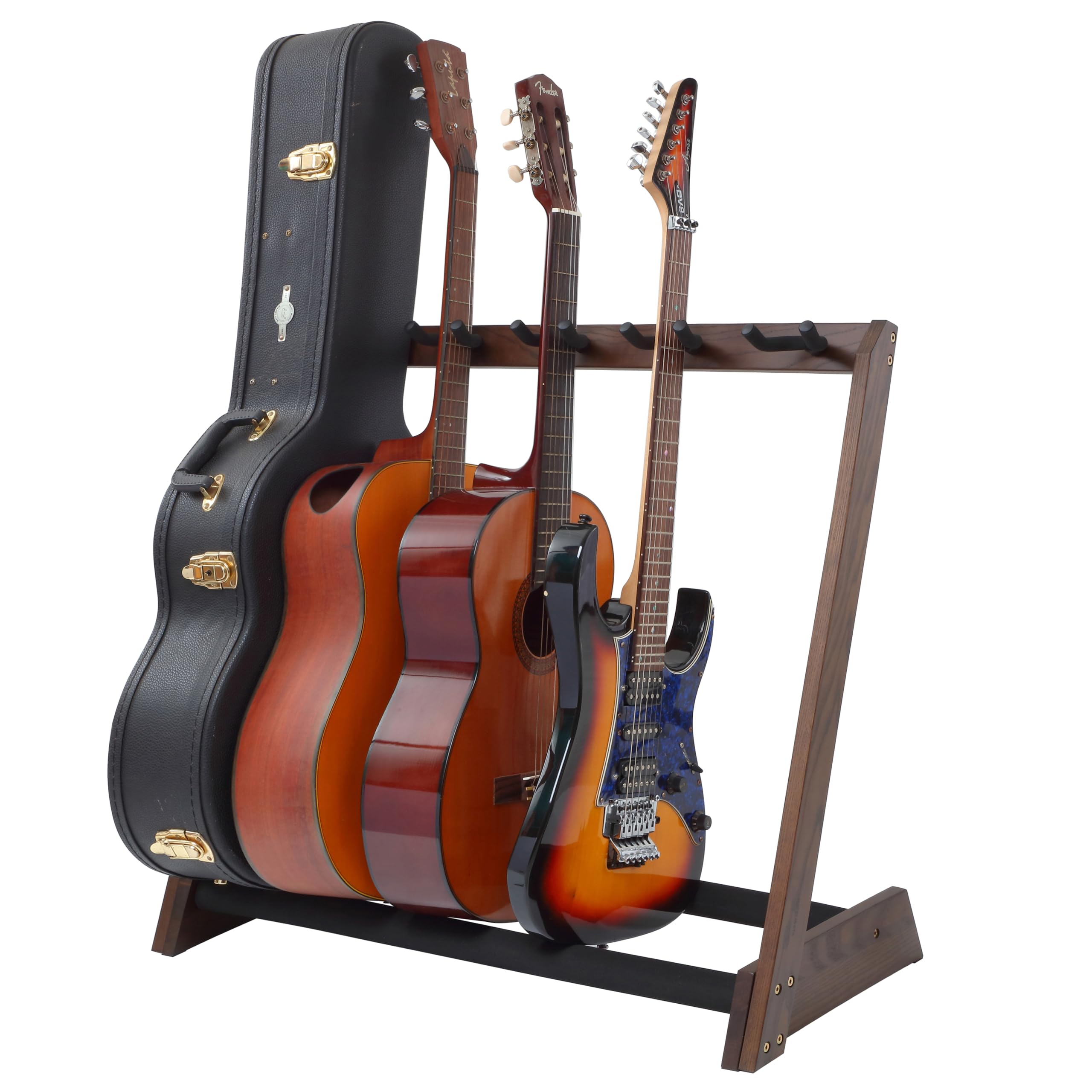 Nefelibata Multi-Purpose Guitar Stand 5 Wooden Guitar Rack Floor for Guitars and Cases, Cellos - German Ash