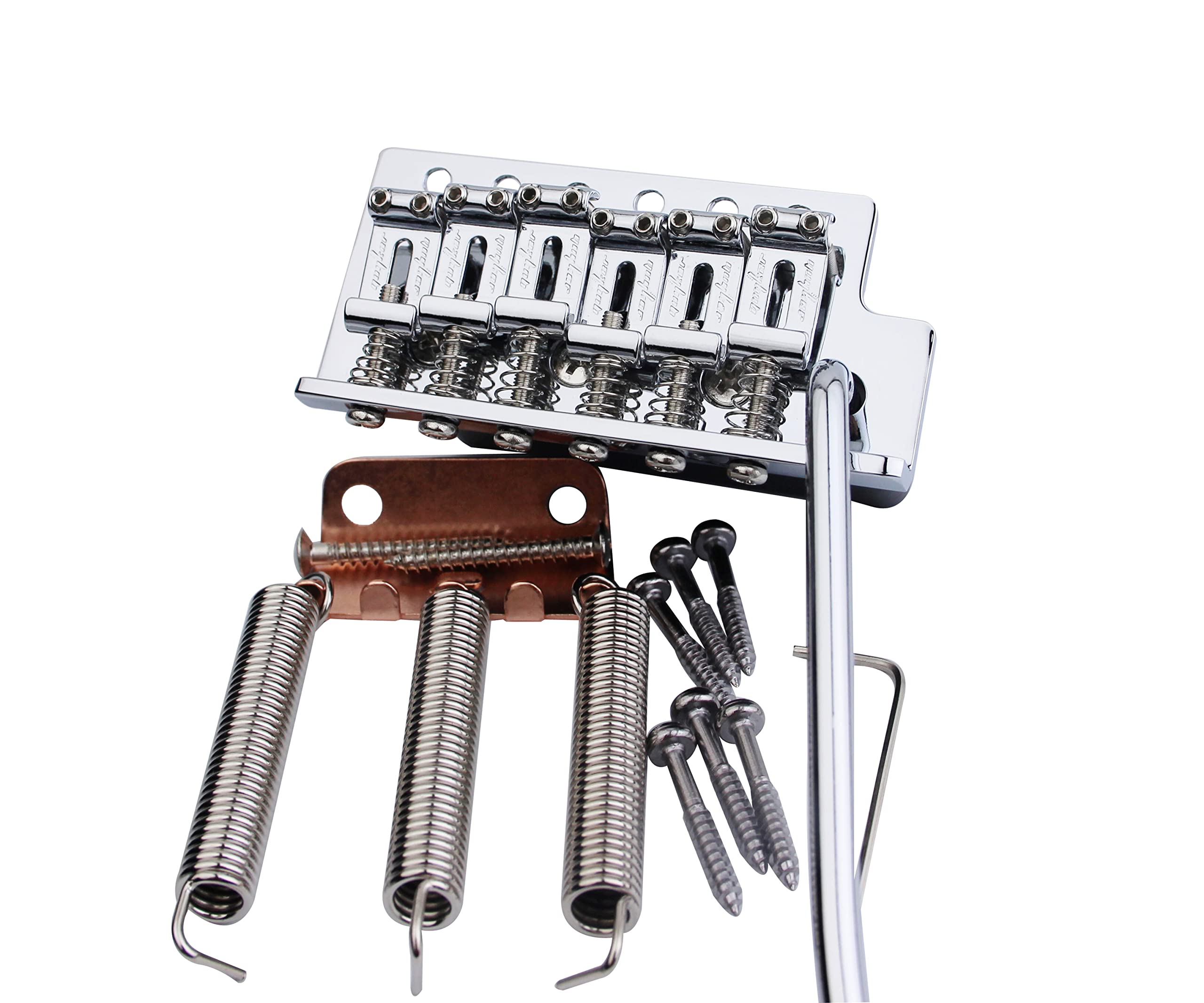 Guyker Tremolo Bridge Vintage Bent Steel Saddles Compatible With Start St Electric Guitar (Gk-1004, Chrome)