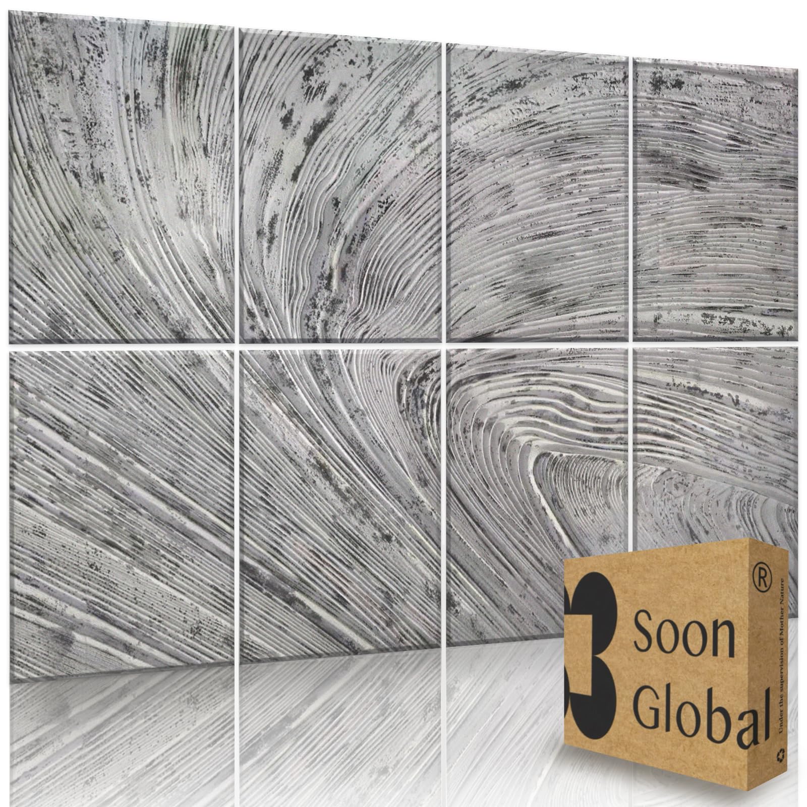 Soon Global 8-Pack Acoustic Panels, Soundproof Wall Panels, 48 X 32 Inches Sound Absorbing Panels, Decorative Acoustical Wall Pa