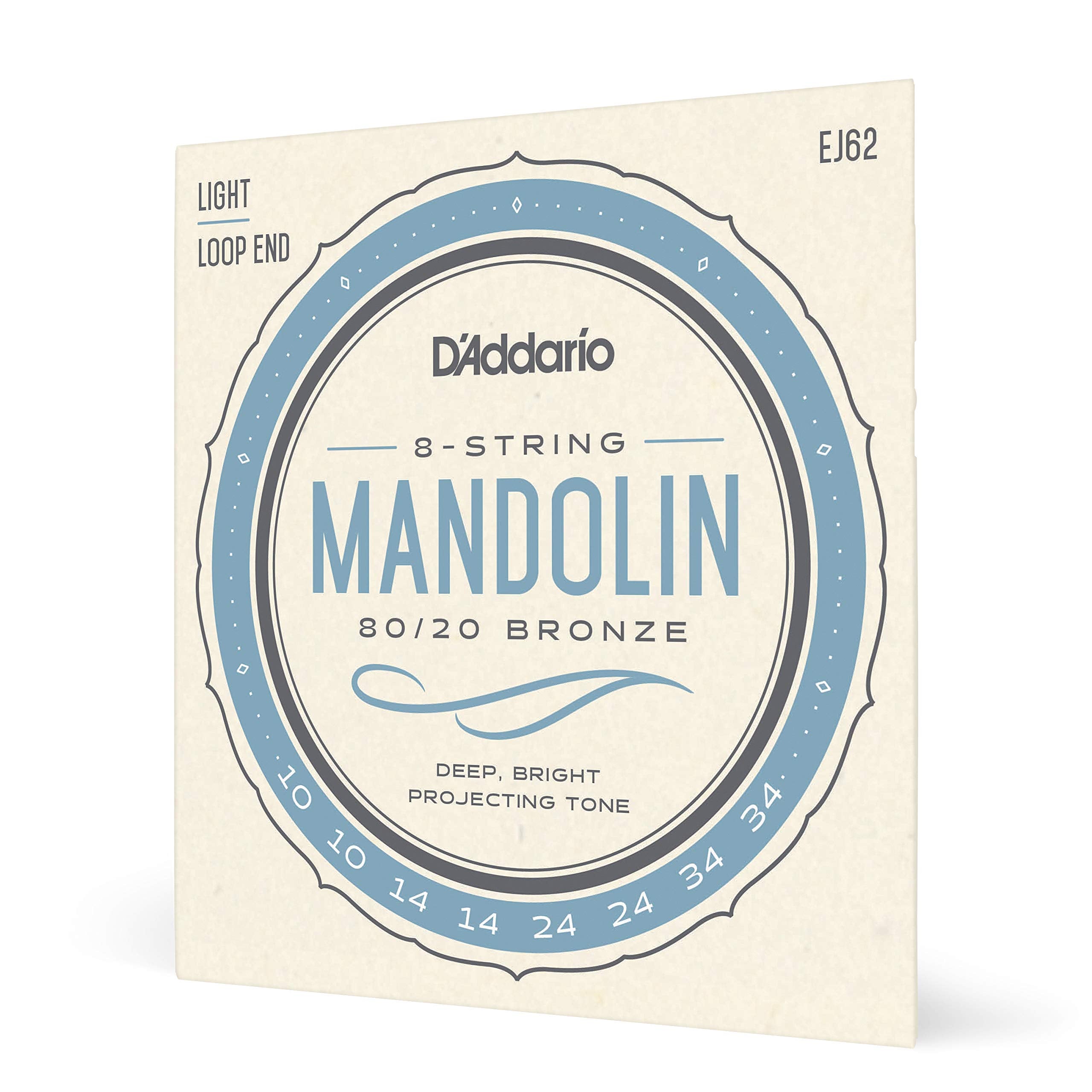 DAddario EJ62 80/20 Bronze Mandolin Strings, Light, 10-34