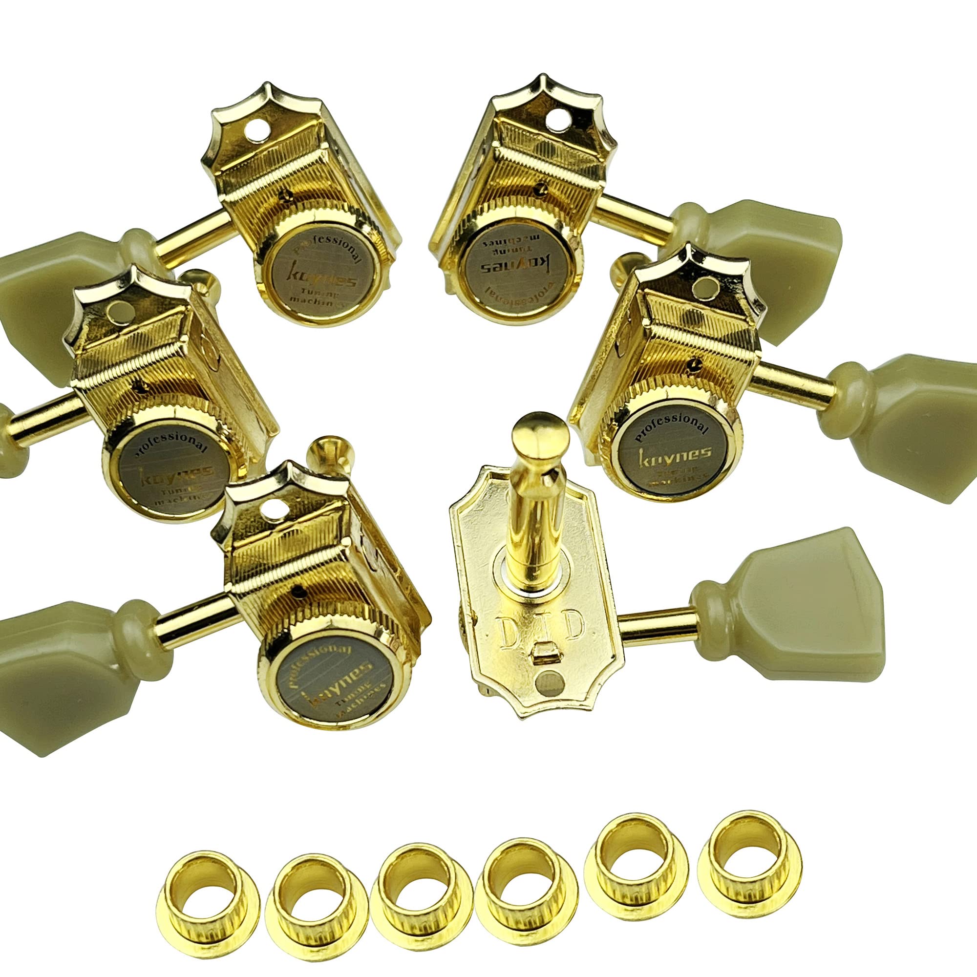 Kaynes 3x3 Guitar Lock String Tuning Pegs - Gold Vintage Deluxe Style Locking Tuners Keys Machine Heads Tuners for Les Paul LP S