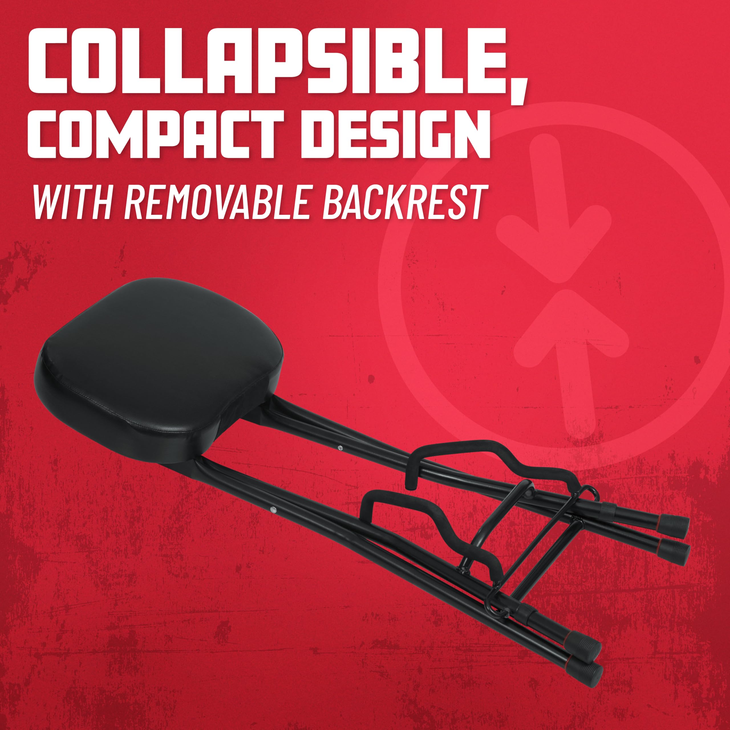 Gator Frameworks Guitar Seat with Padded Cushion, Ergonomic Backrest and Fold Out Guitar Stand; Holds both Acoustic and Electric