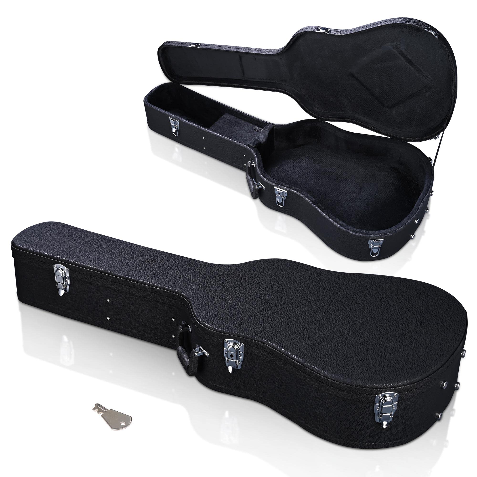 HeyJiaYu Acoustic Guitar Hard Shell Carrying Case, 41 Acoustic Guitar Wooden Hard Shell Lockable with Key, Black (Acoustic Guita