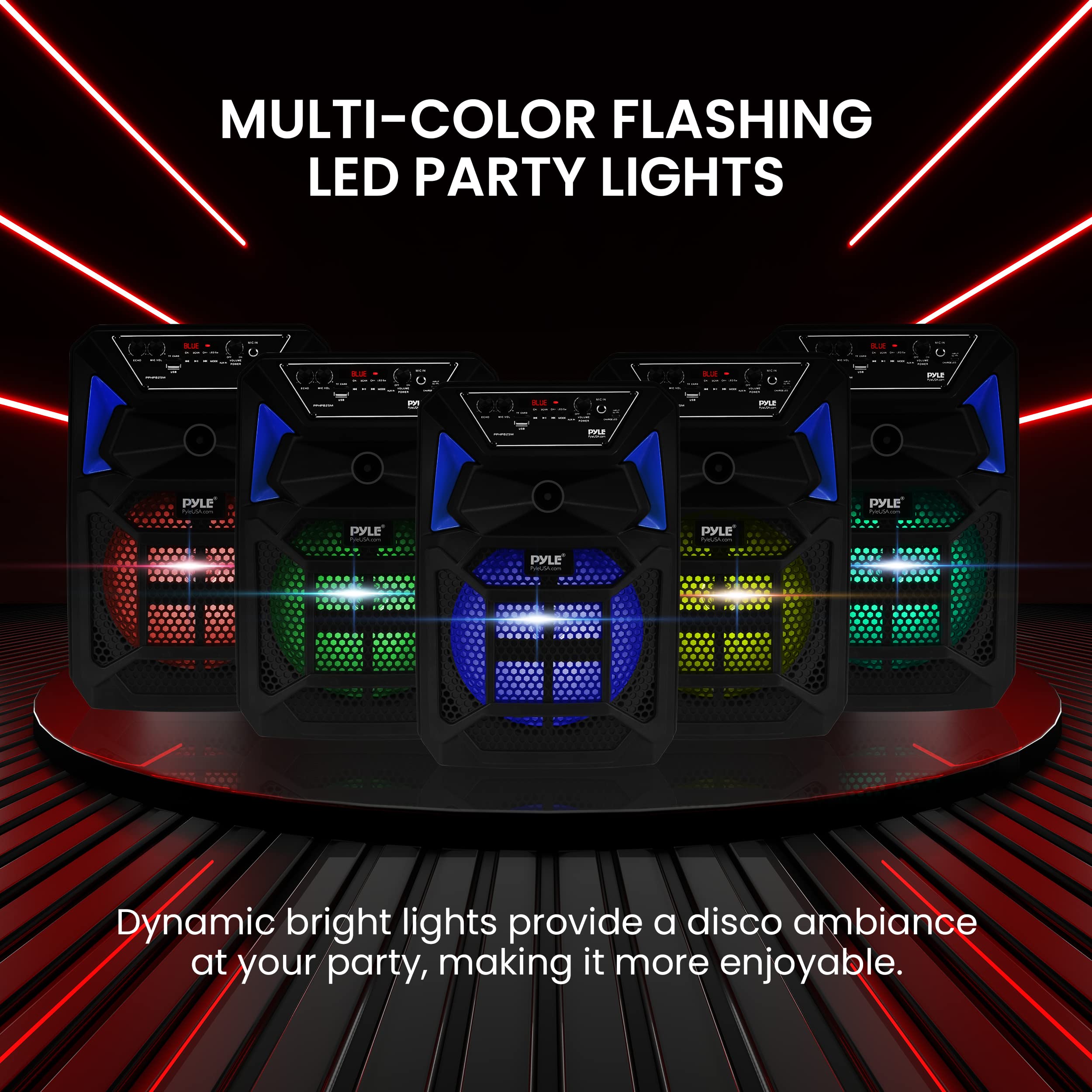 Pyle Portable Bluetooth PA Speaker System - 400W Outdoor Bluetooth Speaker Portable PA System w/Microphone in, Party Lights, MP3