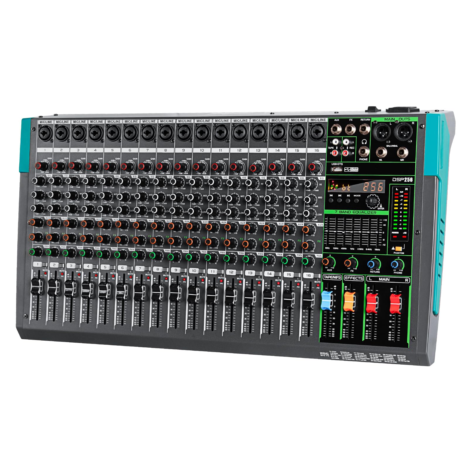 Depusheng PA16 Professional Audio Mixer Sound Board Console Desk System Interface 16 Channel Digital USB Bluetooth MP3 Computer 