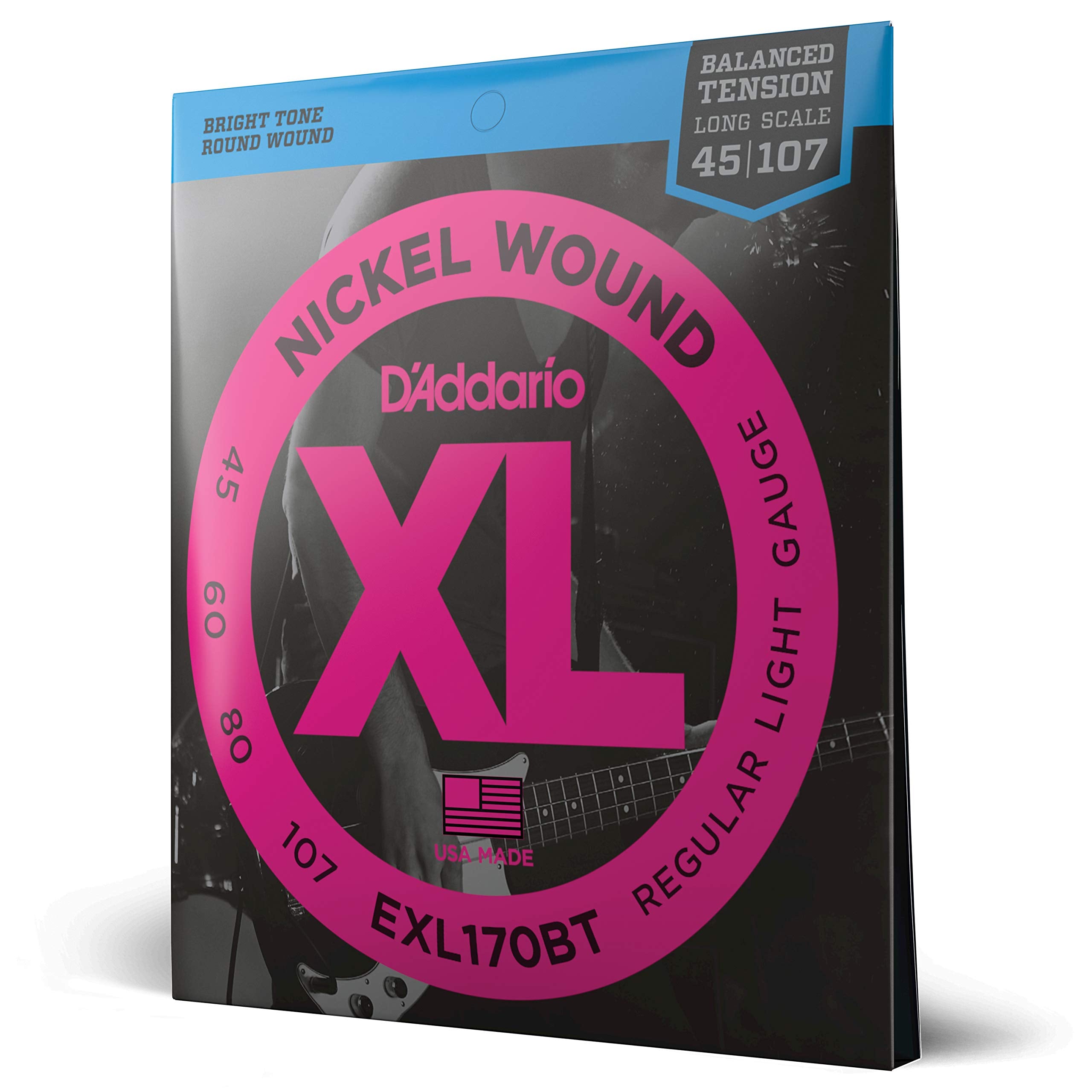 D'Addario Exl170Bt 45-107 Gauge Nickel Wound Bass Guitar Strings, Balanced Tension Light