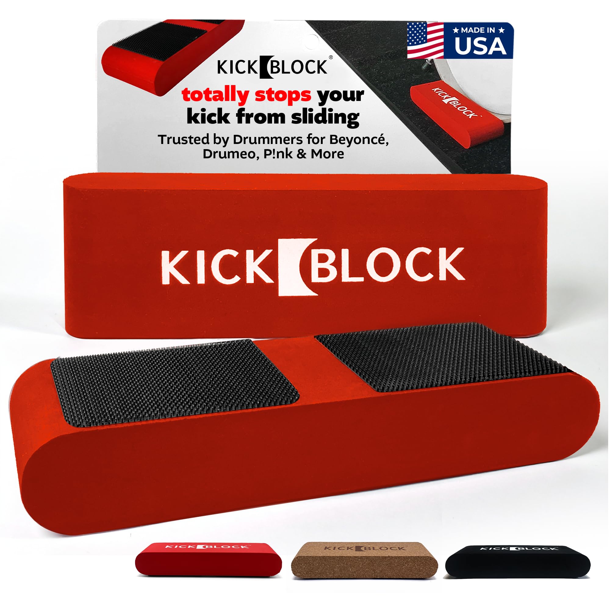KickBlock Bass Drum Anchor - Worlds Best Drum Stopper for Creep and Slide Prevention - Ultra-Grip Technology - Lightweight and 