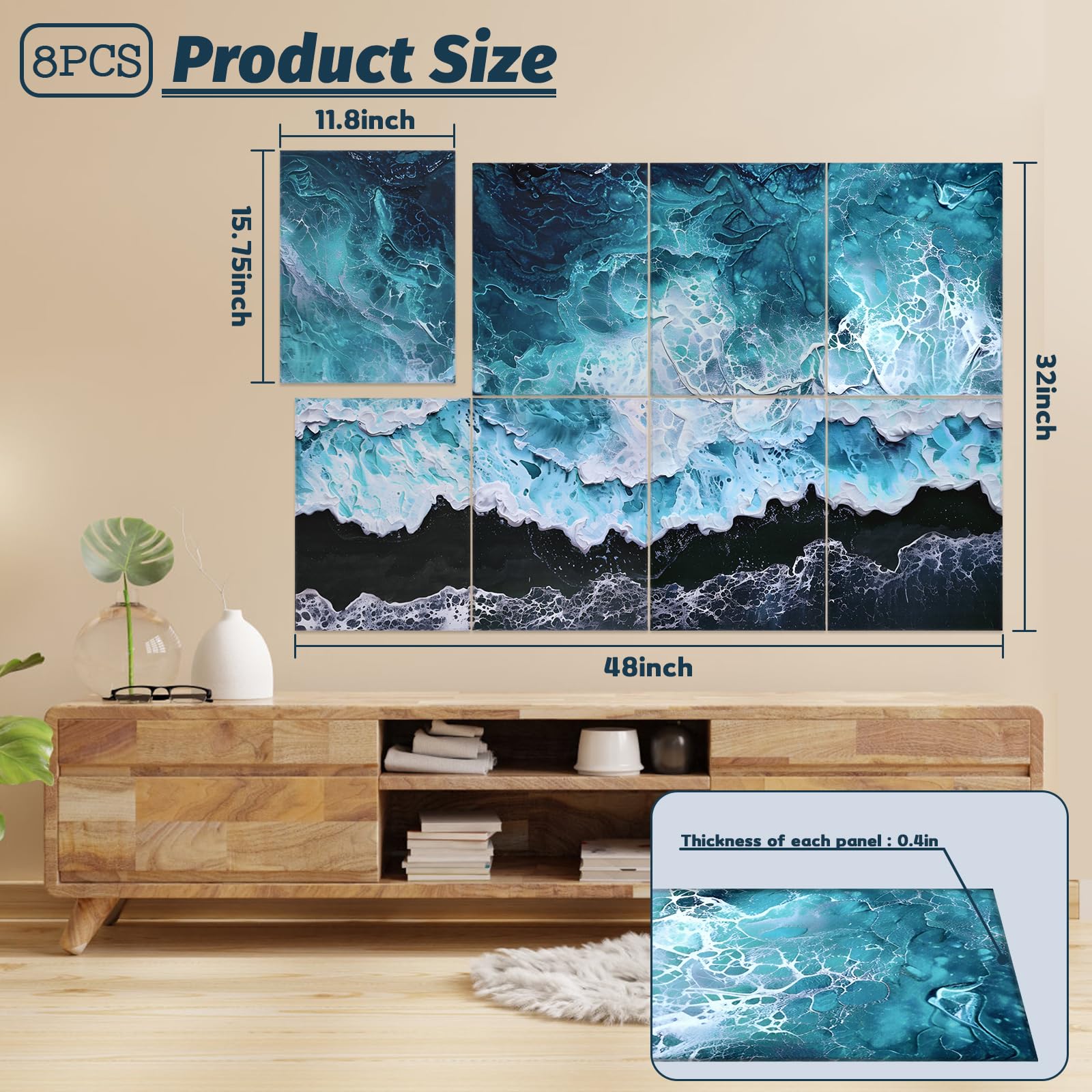 8 Pack Acoustic Panels, Soundproof Wall Panels, 48X32Inches Sound Proof Panels for Walls, Sound Absorbing Wall Art Decorative, S