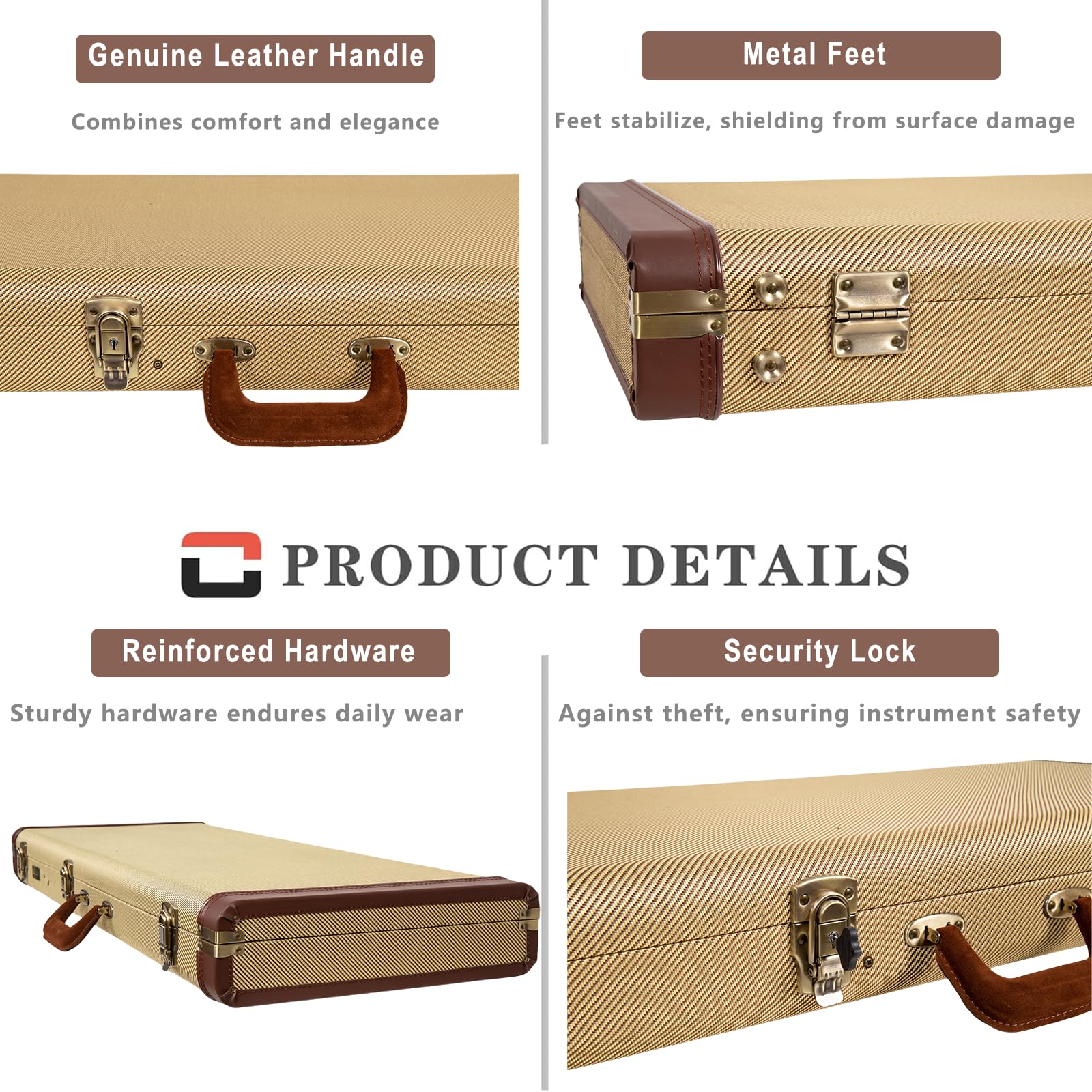 Crossrock Master Series Fender Precision & Jazz Bass Guitar Case | Classic Fabric Tweed Exterior, Re-Engineered Wooden Shell, Le