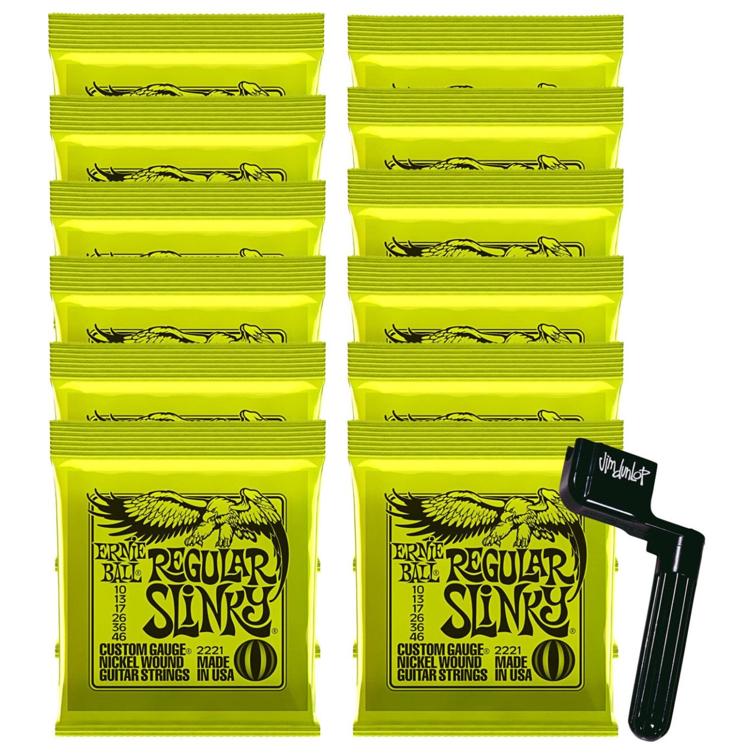 12 Sets Of Ernie Ball 2221 Nickel Regular Slinky Electric Strings (10-46) W/Fre