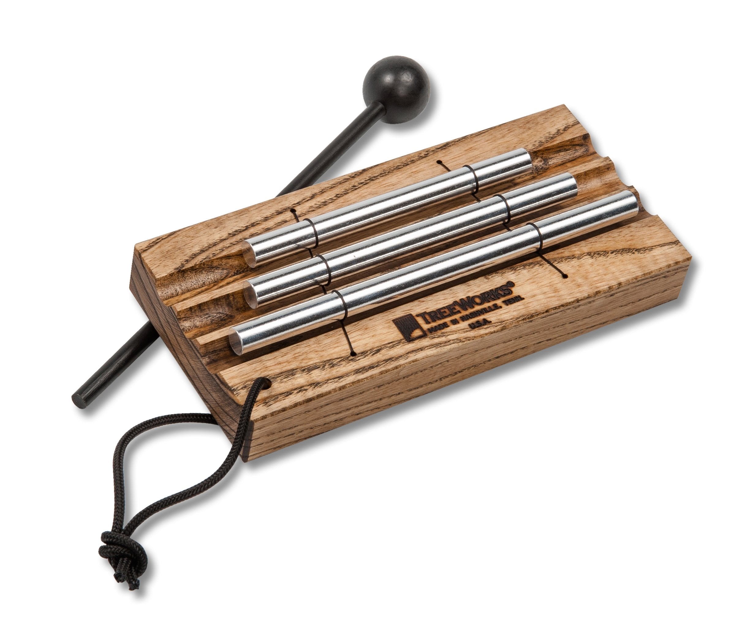 TreeWorks Chimes Energy Chime with Mallet for Meditation, Sound Healing or Yoga, 3 Notes -- Made in U.S.A. -- Long Resonance wit