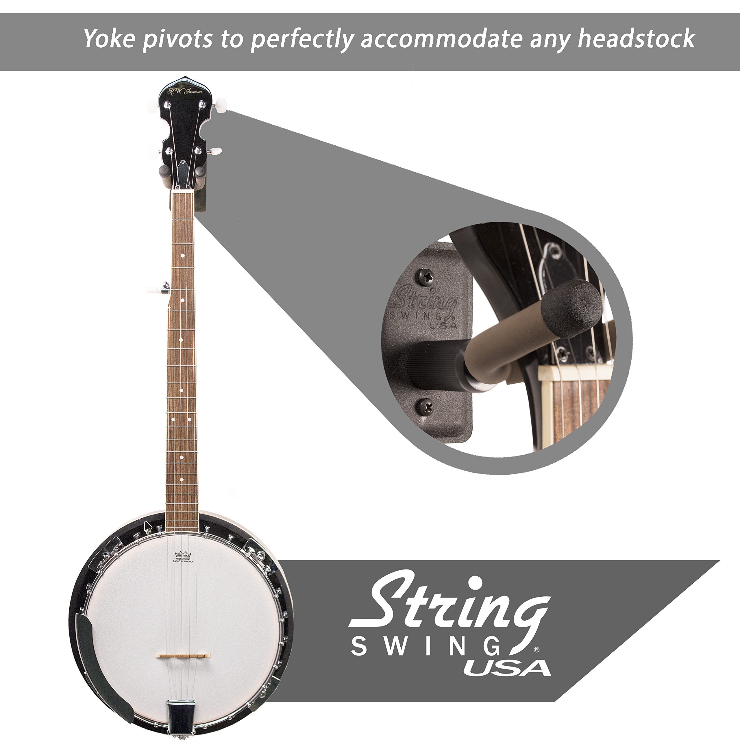 String Swing BCC11B Metal Home & Studio Wall Mount Banjo Hanger - Black