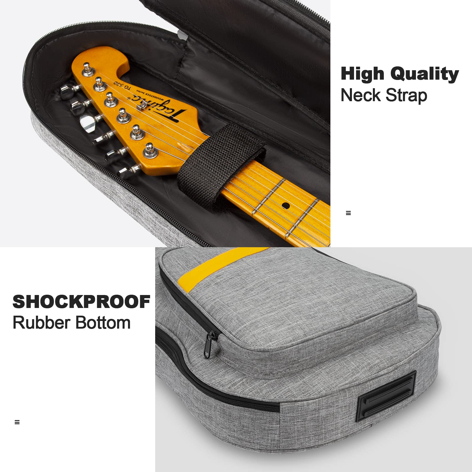 LETSROCK 39 Inch Electric Guitar Bag, Electric Guitar Case Gig Bag with 0.4 Inch Thick Padding Premium Dual Adjustable Shoulder