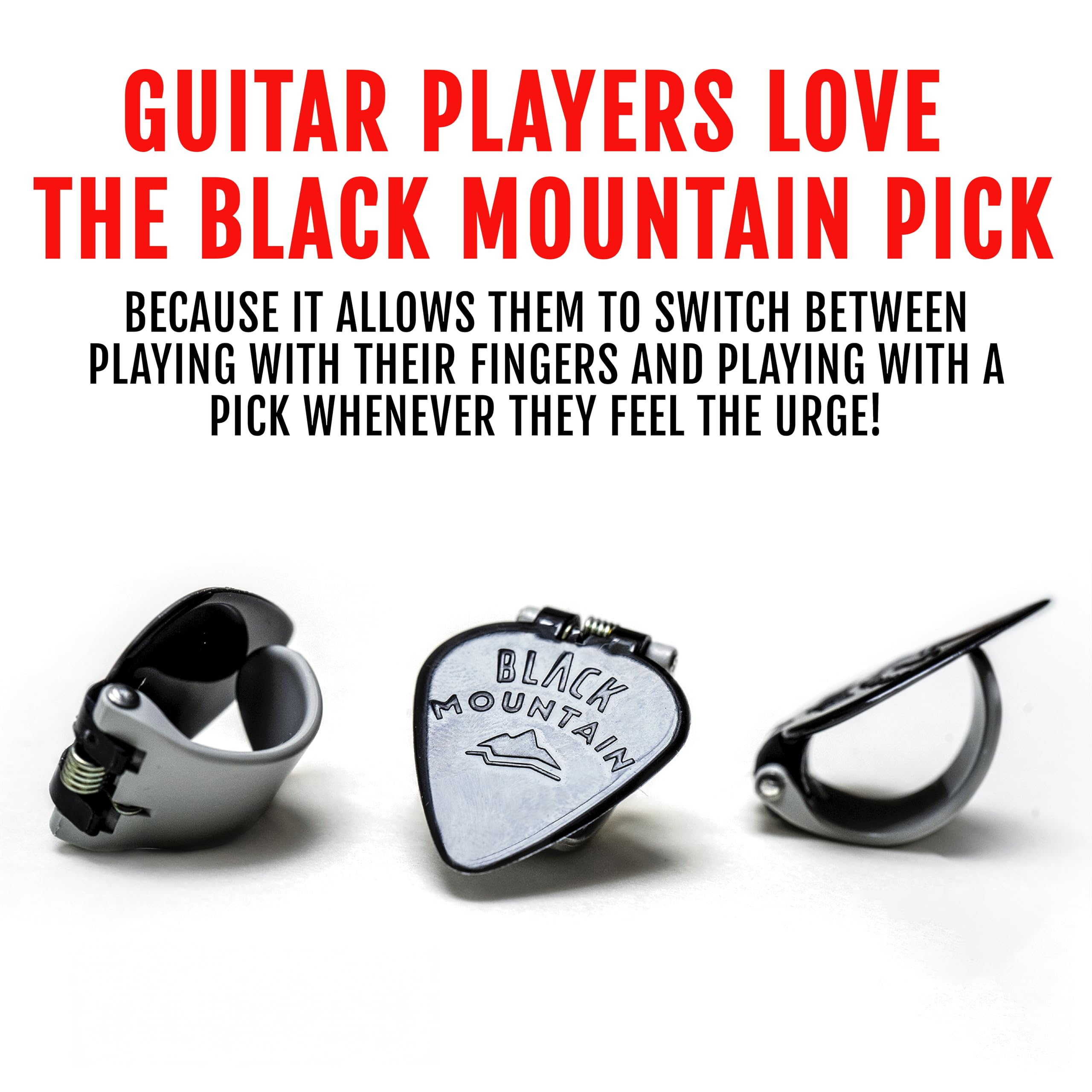 Black Mountain Medium Gauge Thumb Picks for Acoustic Guitar, Electric Guitar, Ukulele, Banjo, and More - Spring Loaded Universal