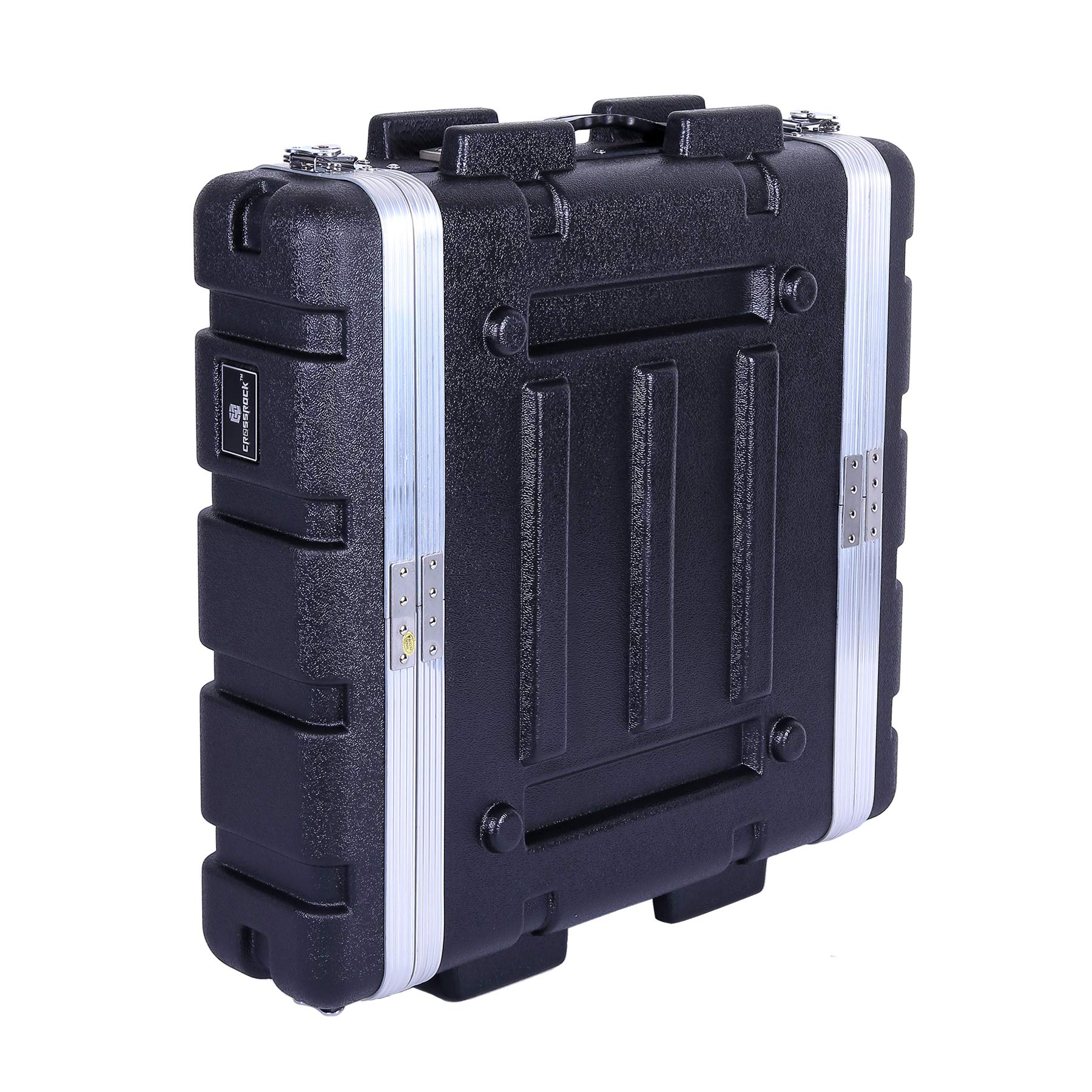 Crossrock Stackable 2U Rack Case, Standard 19.25    Depth, Polyethylene Hard-shell Construction with Heavy Duty Hardware-Black(C