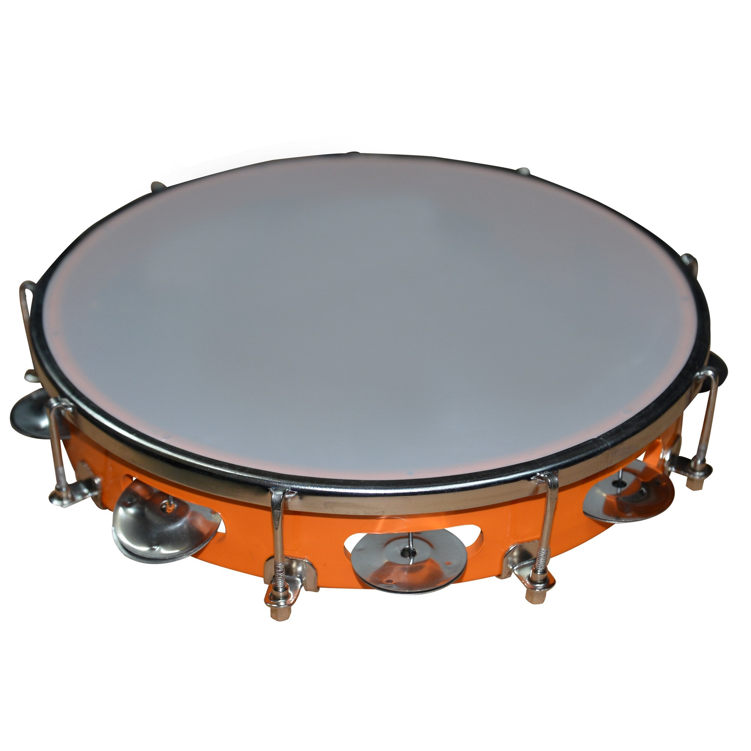 Sai Musicals Tambourine/Kanjira/Dafali Hand Percussion Musical Instrument Fibre Daffli - Orange-2 - With Head