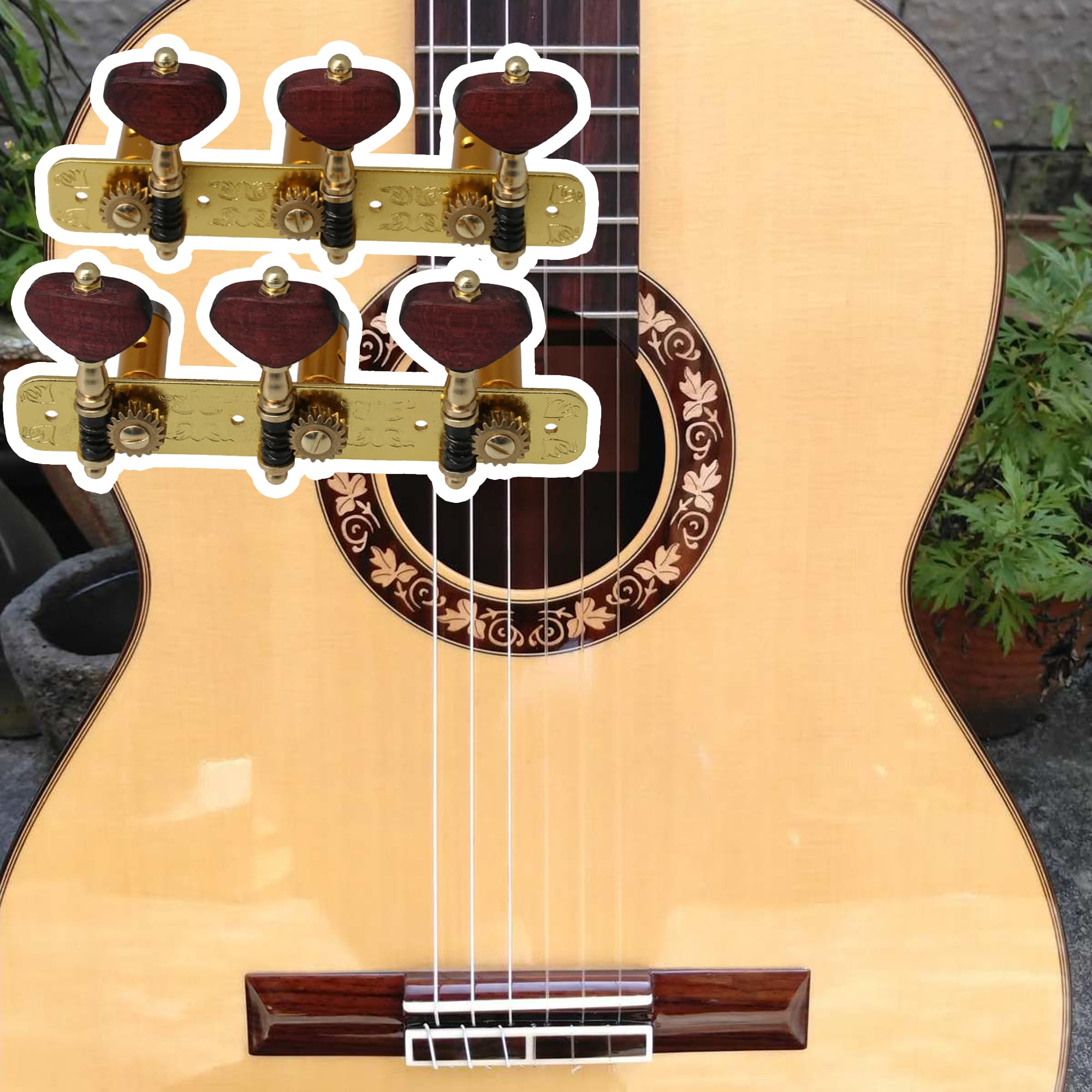 Yibuy 2pcs Gold-plated Acoustic Classical Guitar Machine Heads Tuning Keys Peg Replacement Accessories