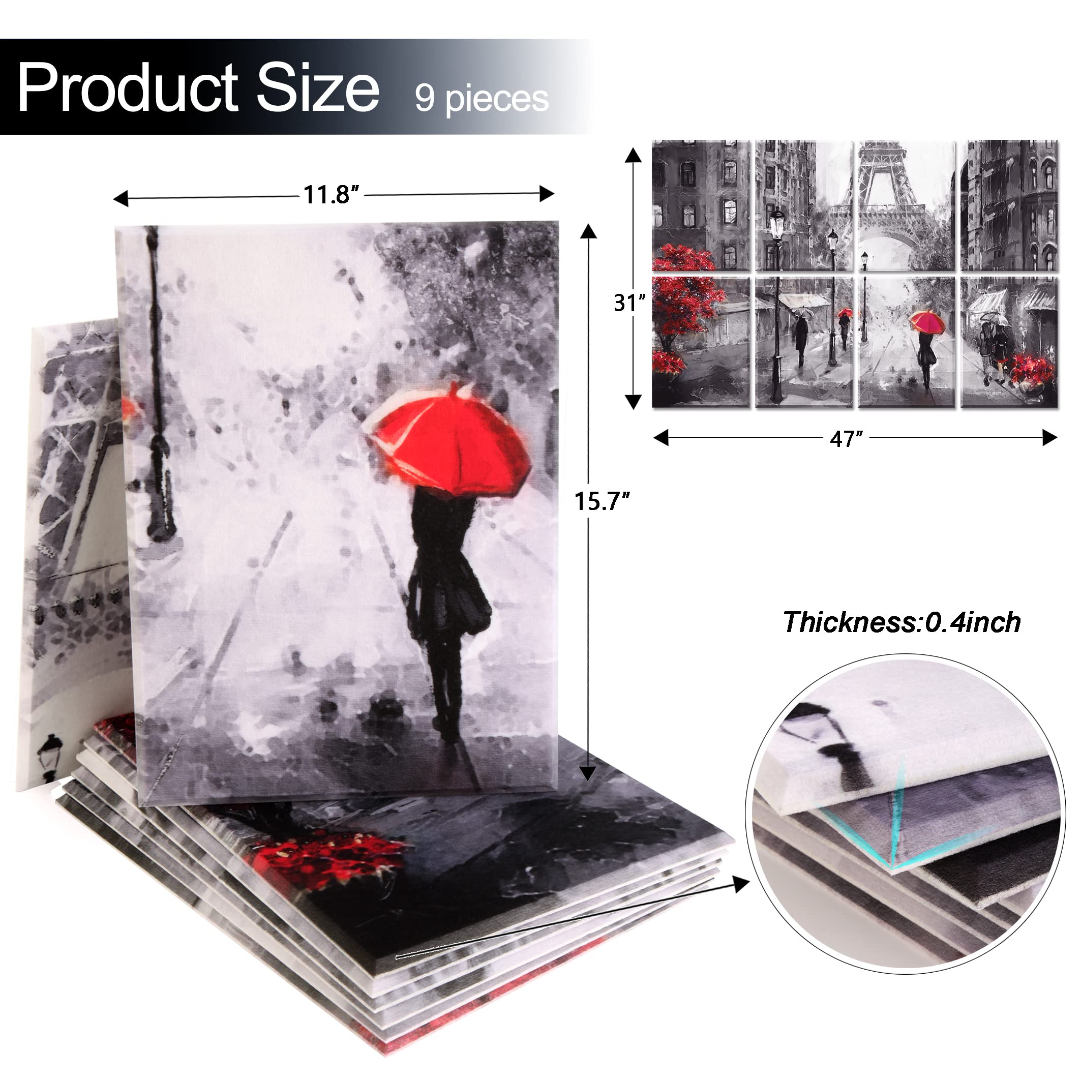 Ruonin.X 8 Pack Decorative Art Acoustic Panel .47''x 31'' Sound Absorbing Panel,Acoustical Soundproof Wall Panels,Better Acousti