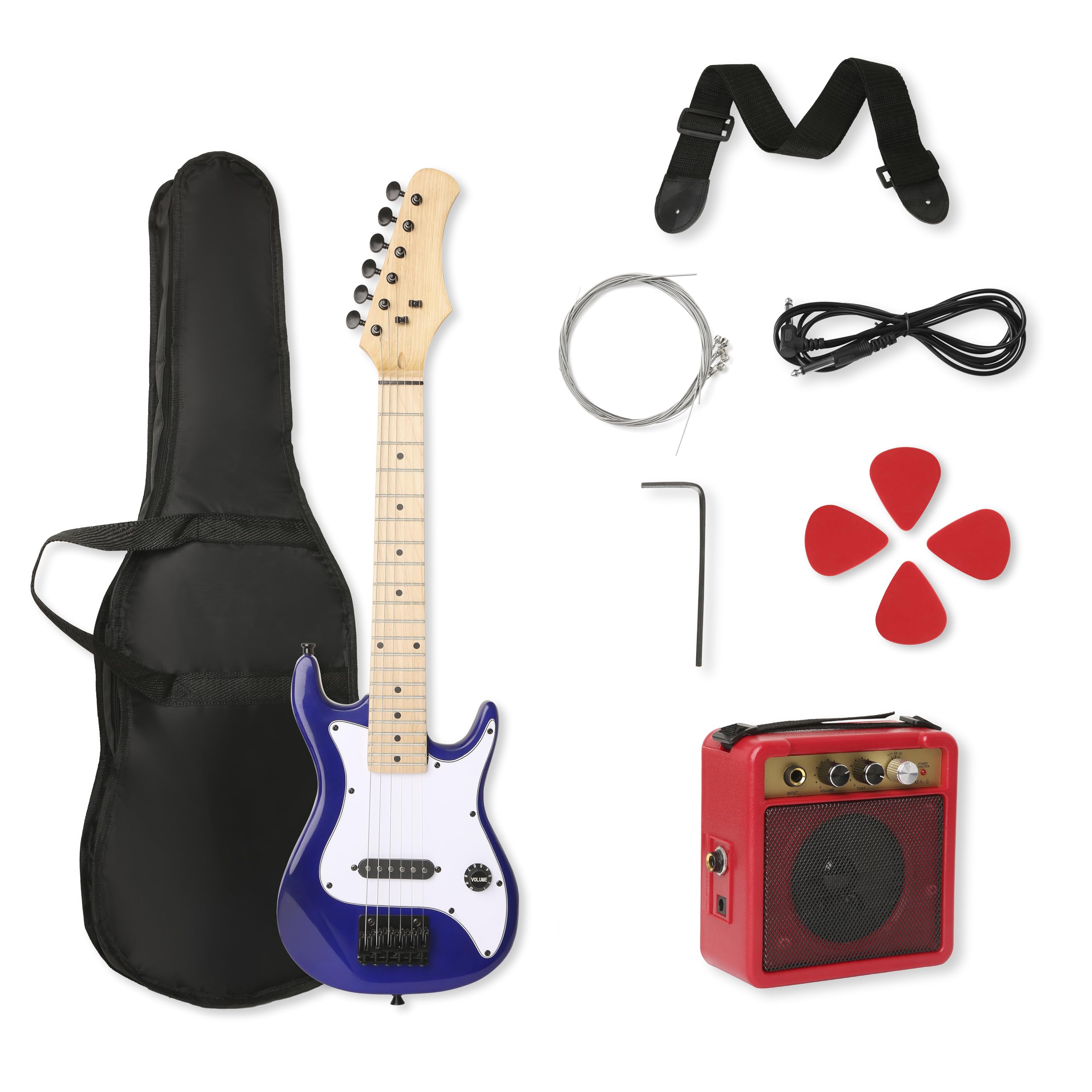 Juarez Jjr30St/Bl 30-Inch St Style Electric Guitar Kit For Beginners With Amplifier, Cable, Strap, Picks & Bag  Blue