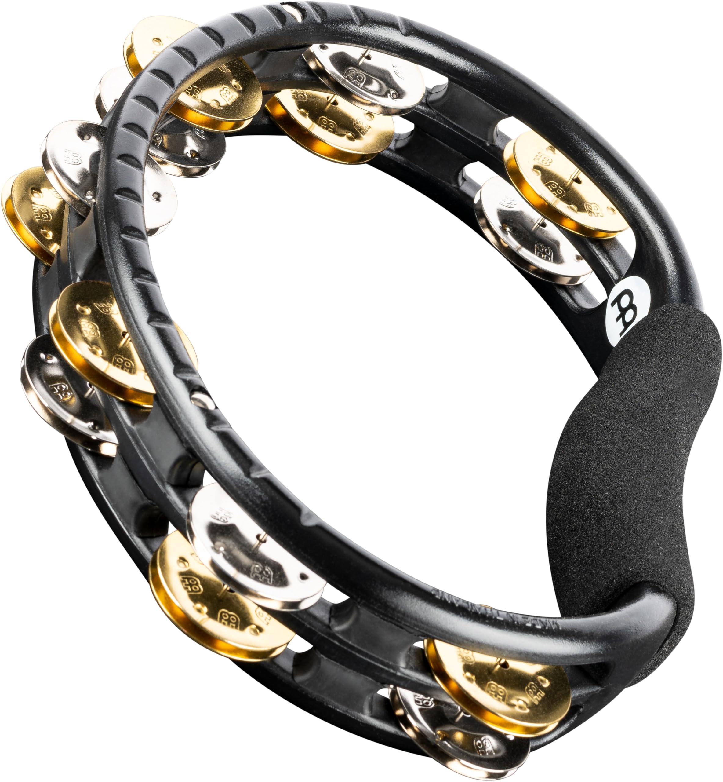 Meinl Percussion Traditional Tambourine, Handheld Half-Moon Shape with Synthetic Frame - NOT Made in China - Double Row Dual All