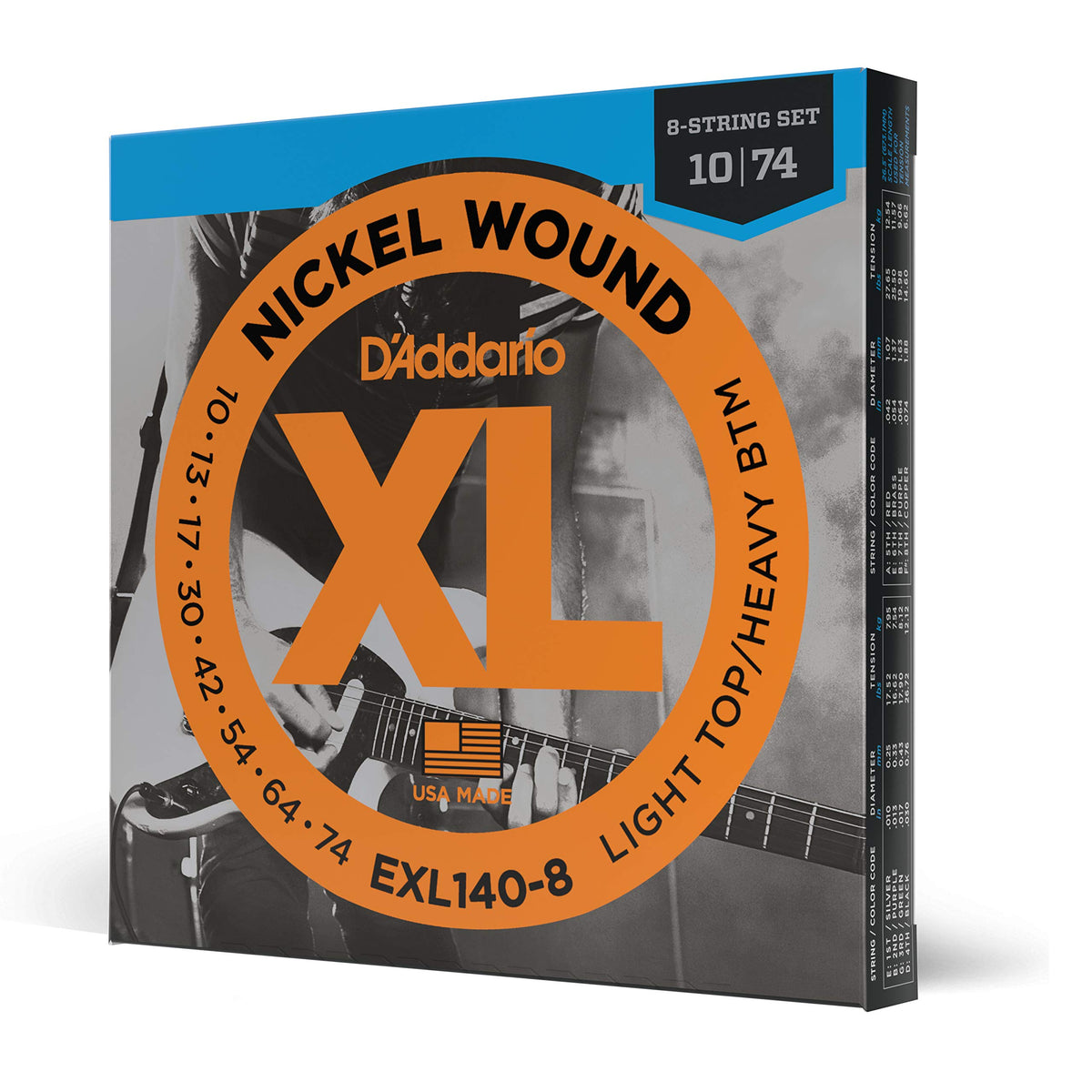 Daddario Guitar Strings - Xl Nickel Electric Guitar Strings - Exl140-8 - Perfect Intonation, Consistent Feel, Reliable Durabilit