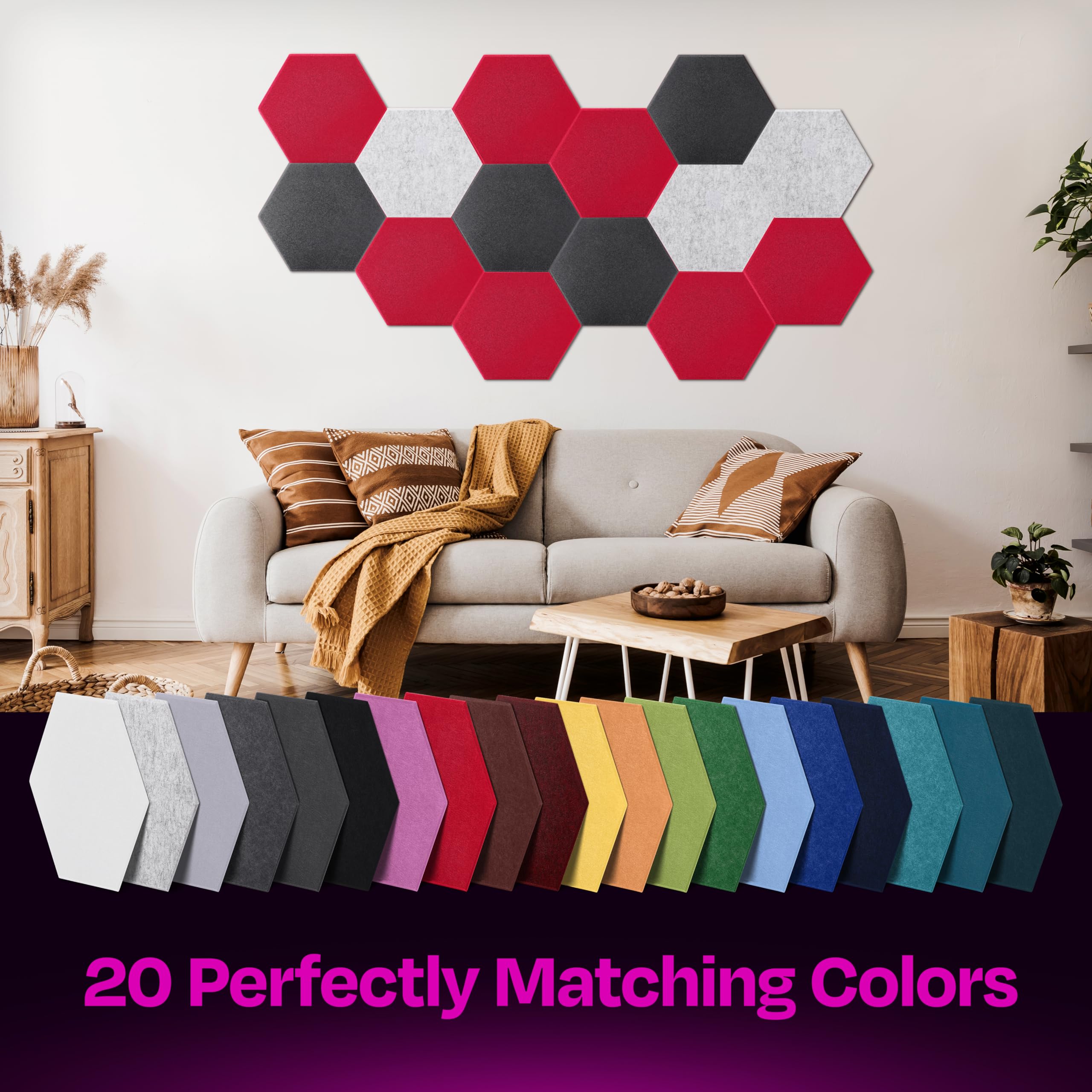 Ekkogo Acoustic Panels 12-Pack Soundproof Wall Panels 14''X13''X0.4'' Sound Panels High Density Sound Dampening Panels - [Candy