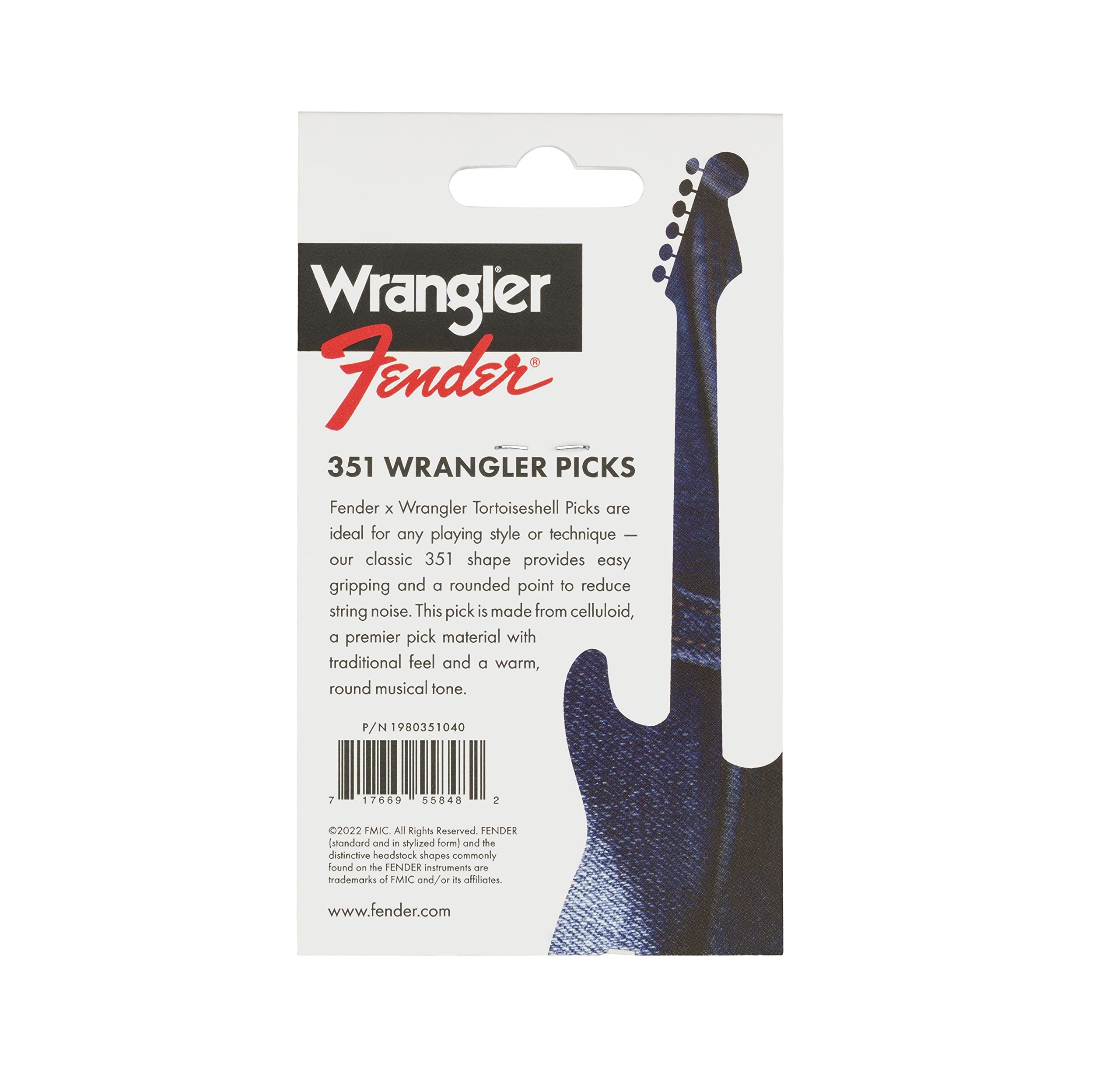 Fender Wrangler, 351 Shape, Tortoiseshell, (8) Guitar Picks (1980351040)