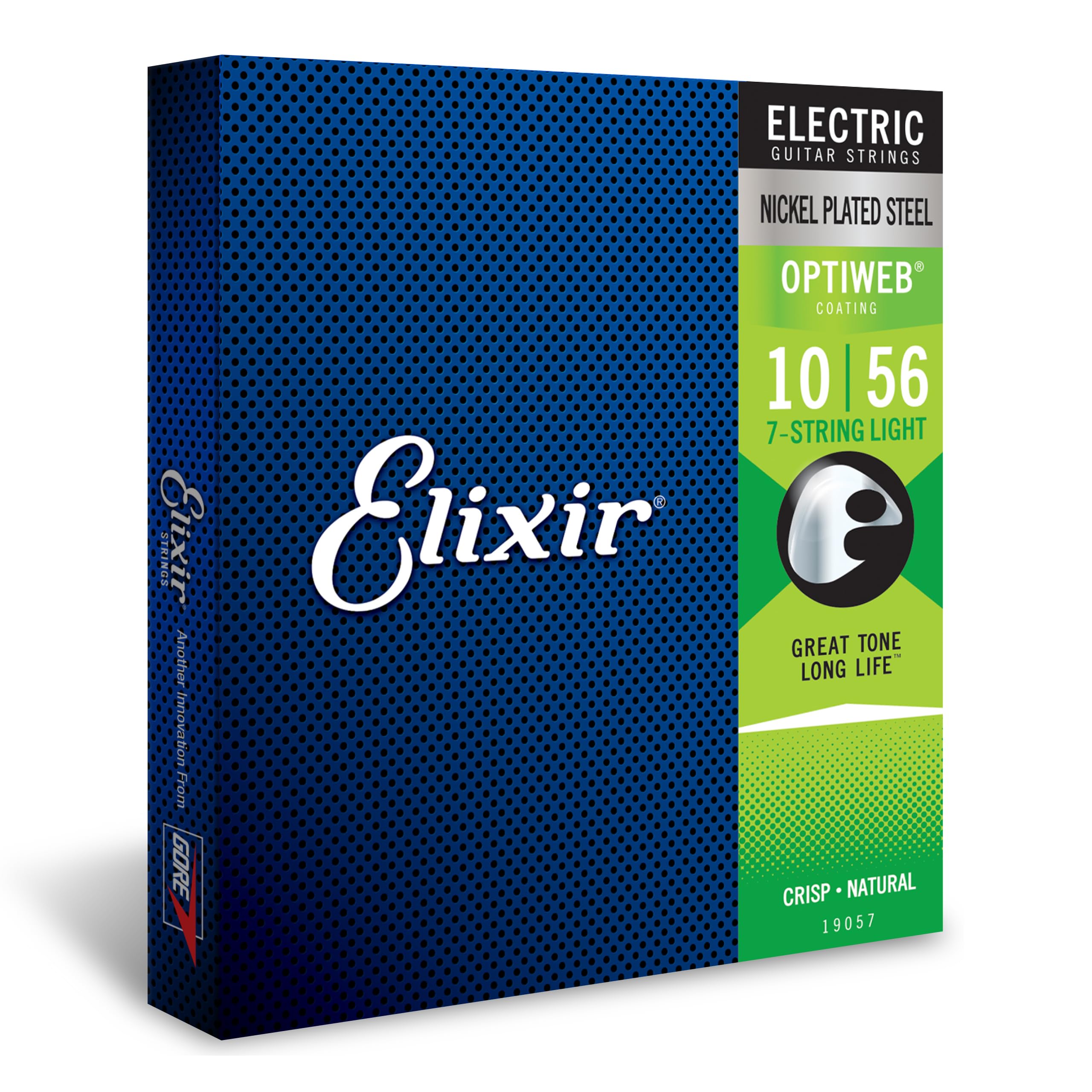 Elixira Strings 19057 7-String Electric Guitar Strings With Optiweba Coating, Light (010-056)