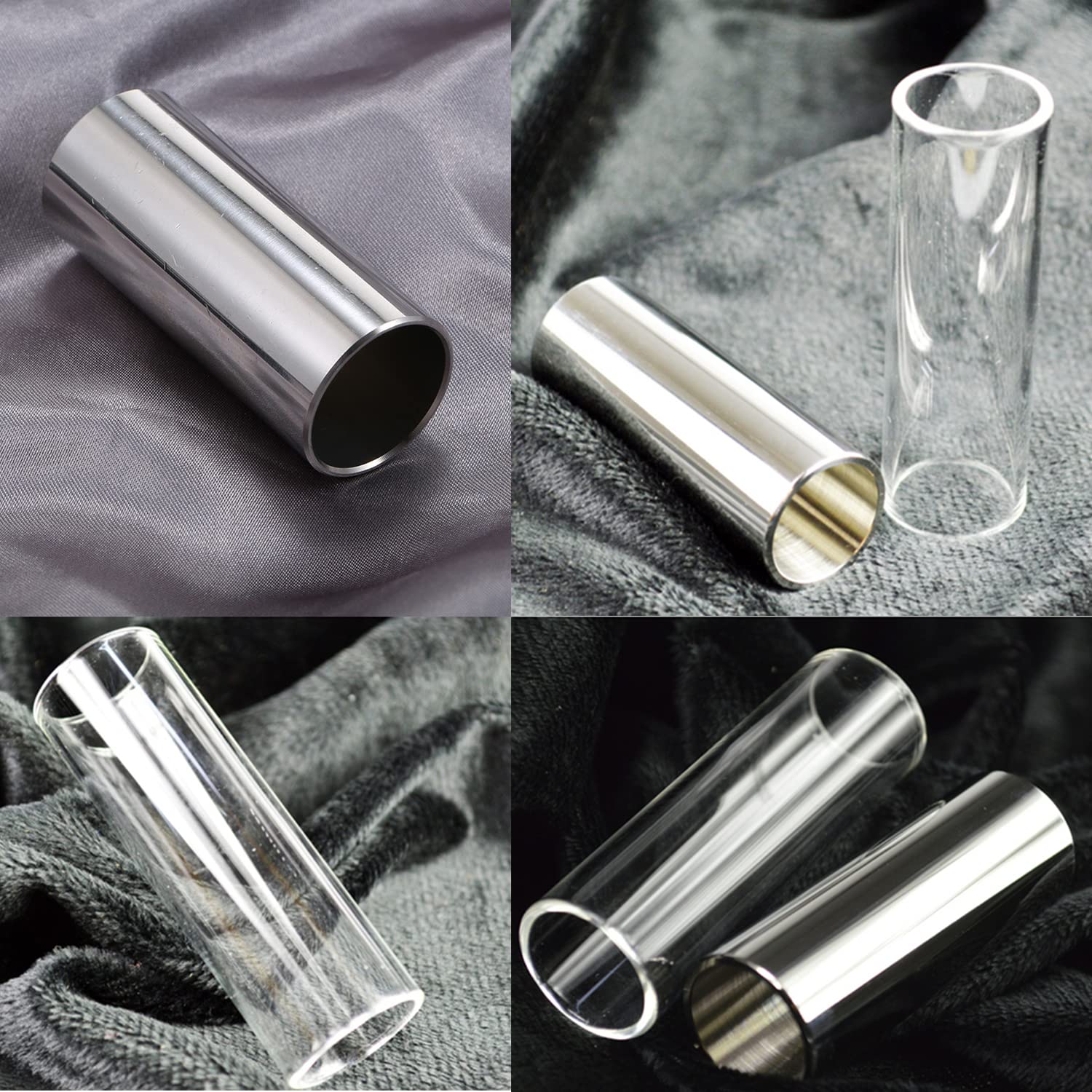 THIVENNY Guitar Slide, Set of 2 Glass Guitar Slide, 1 Steel Guitar Slide, 1 Guitar Slide Ring, with 6 Pieces Artistic Guitar Pic