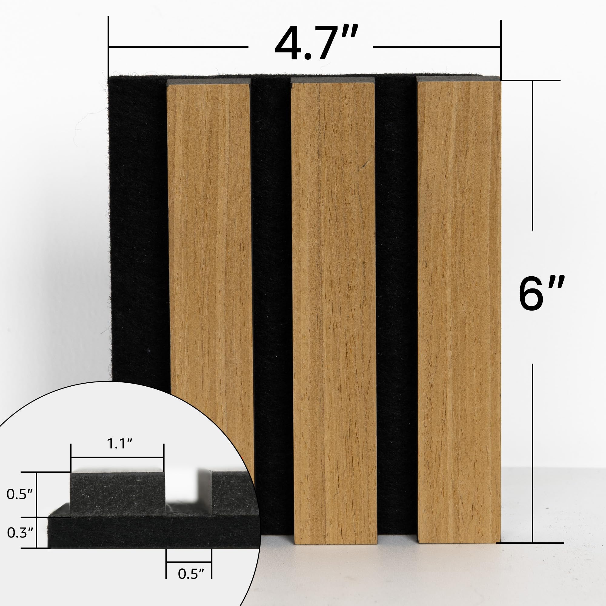 Smartstandard Sample Wood Slat Acoustic Panels, Soundpoof Wooden Slat Wall Panel, American Oak, Sample Pack
