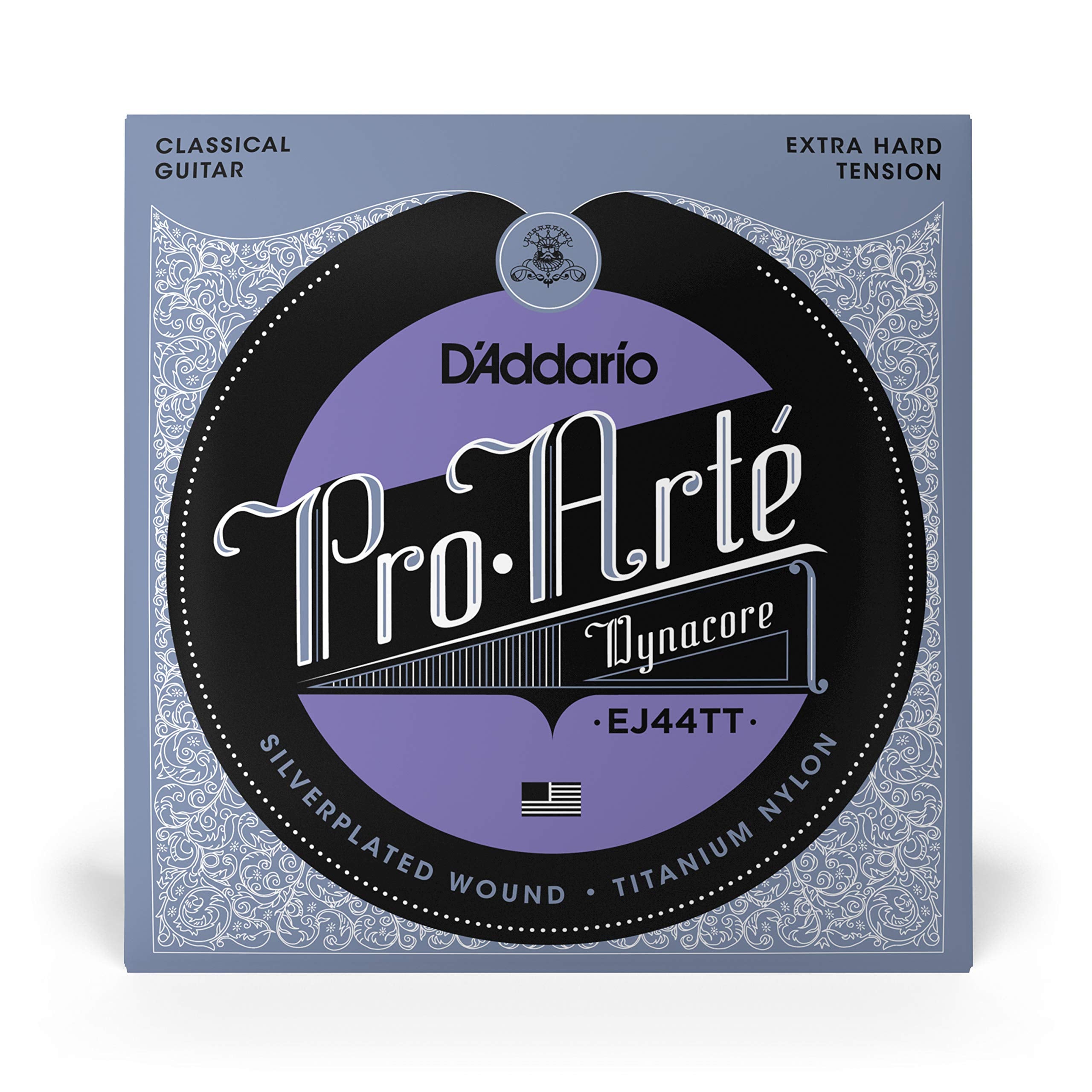 D'Addario Guitar Strings - Pro-Arte Classical Guitar Strings - EJ44TT Dynacore - Silver Plated Wrap, Composite Dynacore, Titaniu