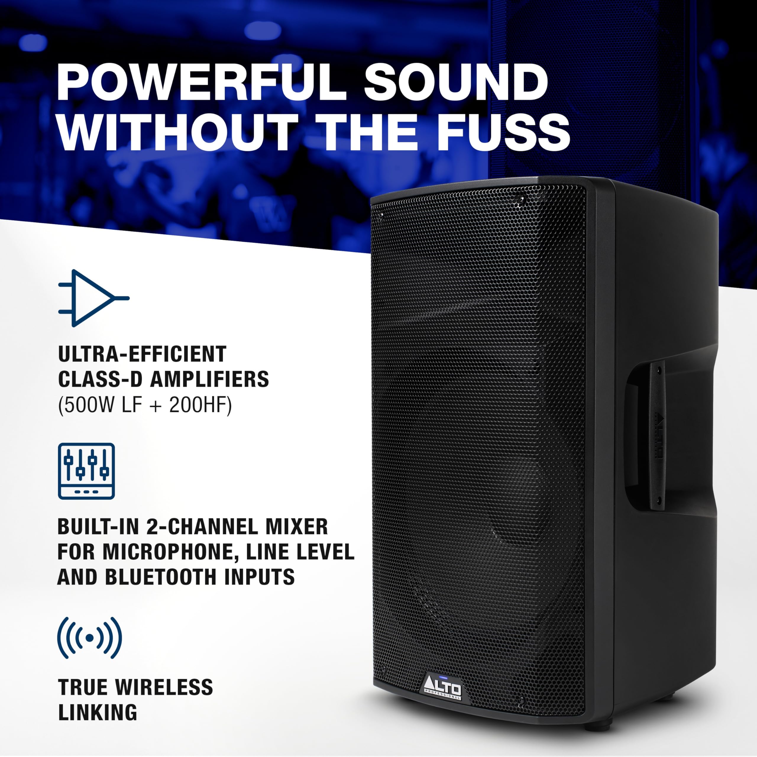 ALTO TX415 700W 15-Inch Powered PA Speaker with TWS Bluetooth, 2-Channel Mixer, for Outdoor DJ or Band Performances, Rehersals,