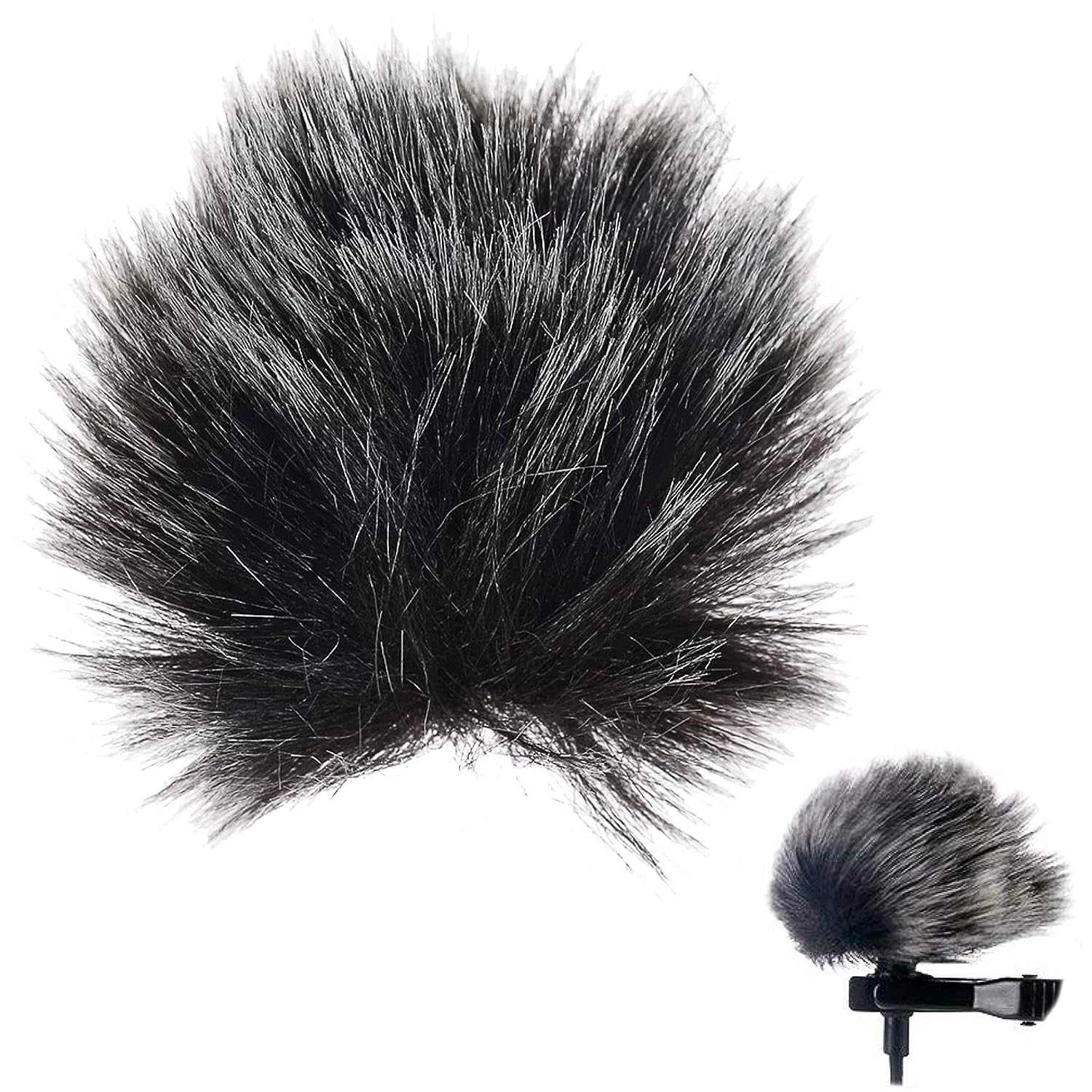 Careflection Fur Windscreen For Microphone Collar Lapel Wireless Wired Lavalier Mic Noise Reduction Filter Mike Outdoor Furry Sh