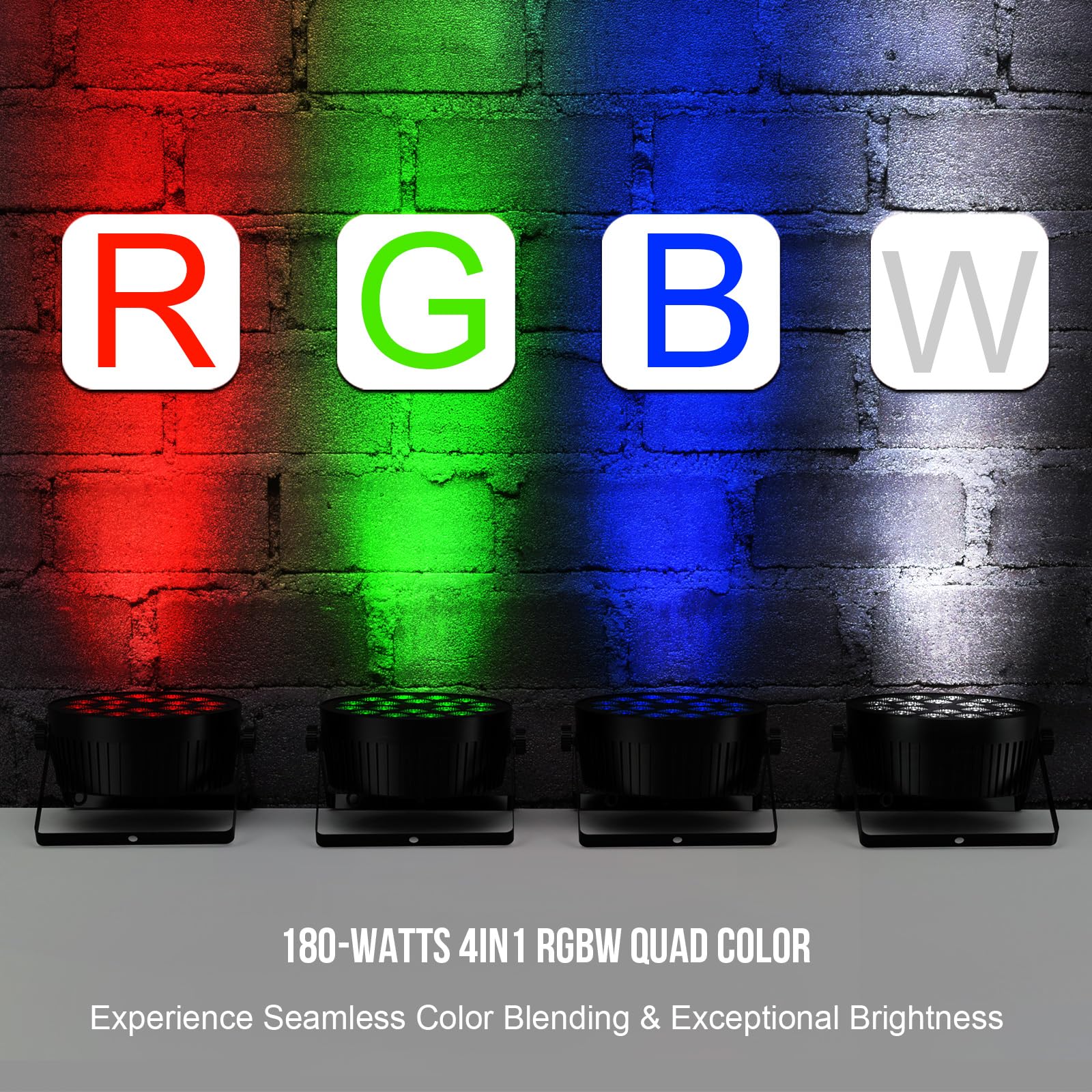180W RGBW Par Lights DMX - LED Stage Par Lights 2 Pack with 4IN1 Quad Smooth Color Mixing with Remote DMX Control Multi-Modes Ea