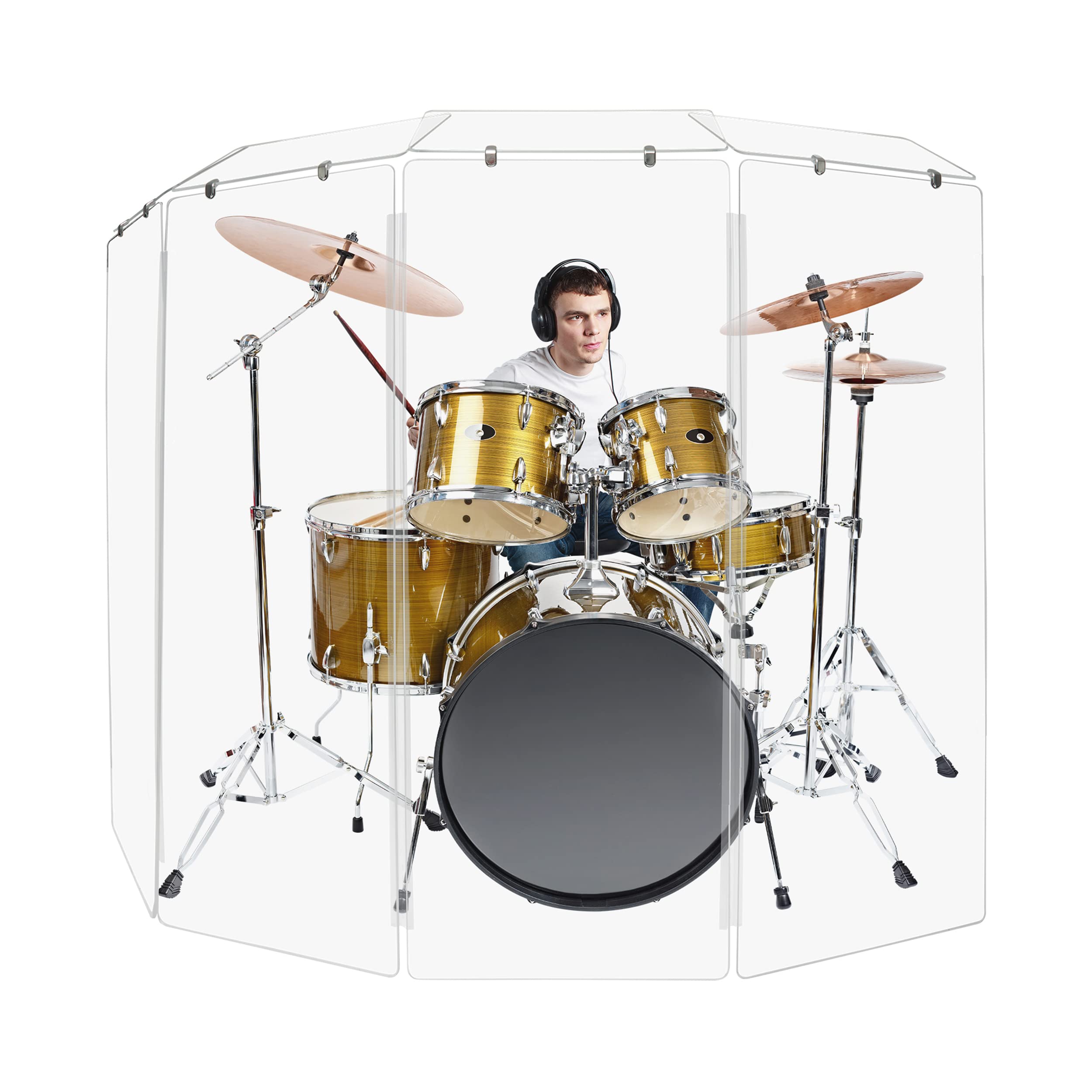 Pennzoni Drum Shield 5Ft W/Deflectors & Plastic Hinges, Comes W/ 4 Drum Panels, Plastic Hinges & Deflector Connectors, Premium C