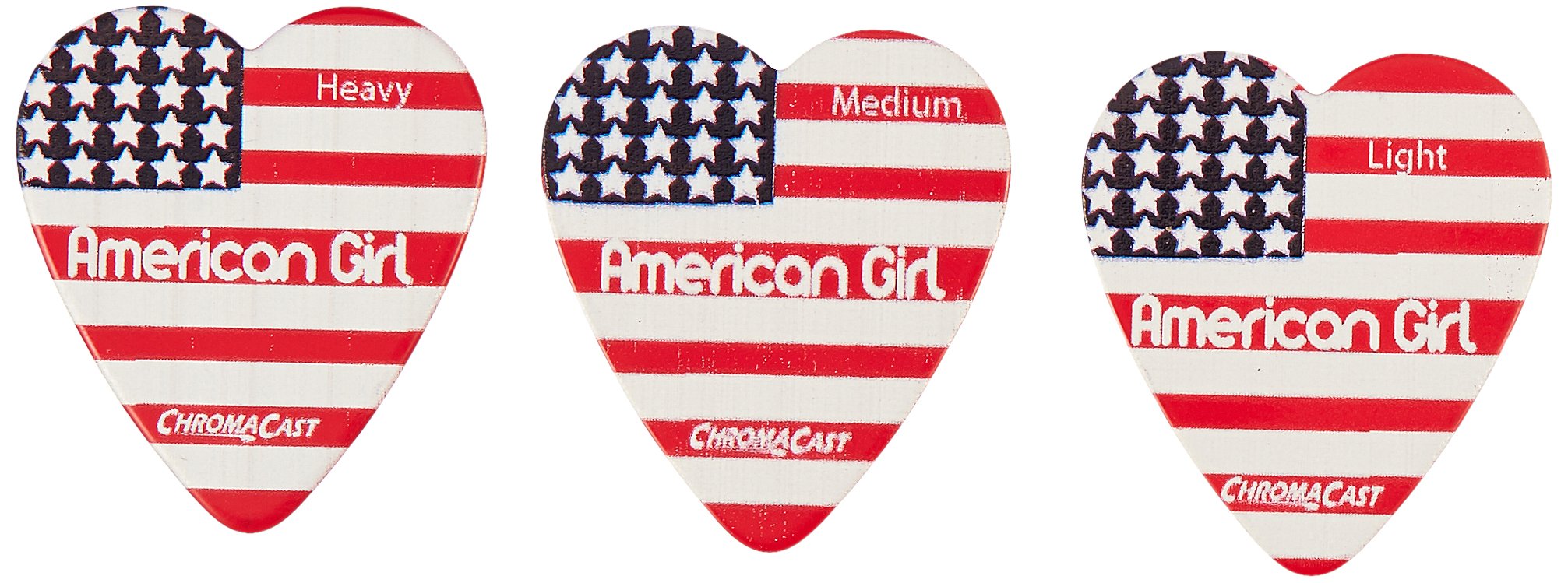 Chromacast Cc-Hs-Ag-12-Pack''American Girl'' Heart Shaped Pick - 12-Pack In Light, Medium And Heavy Gauge