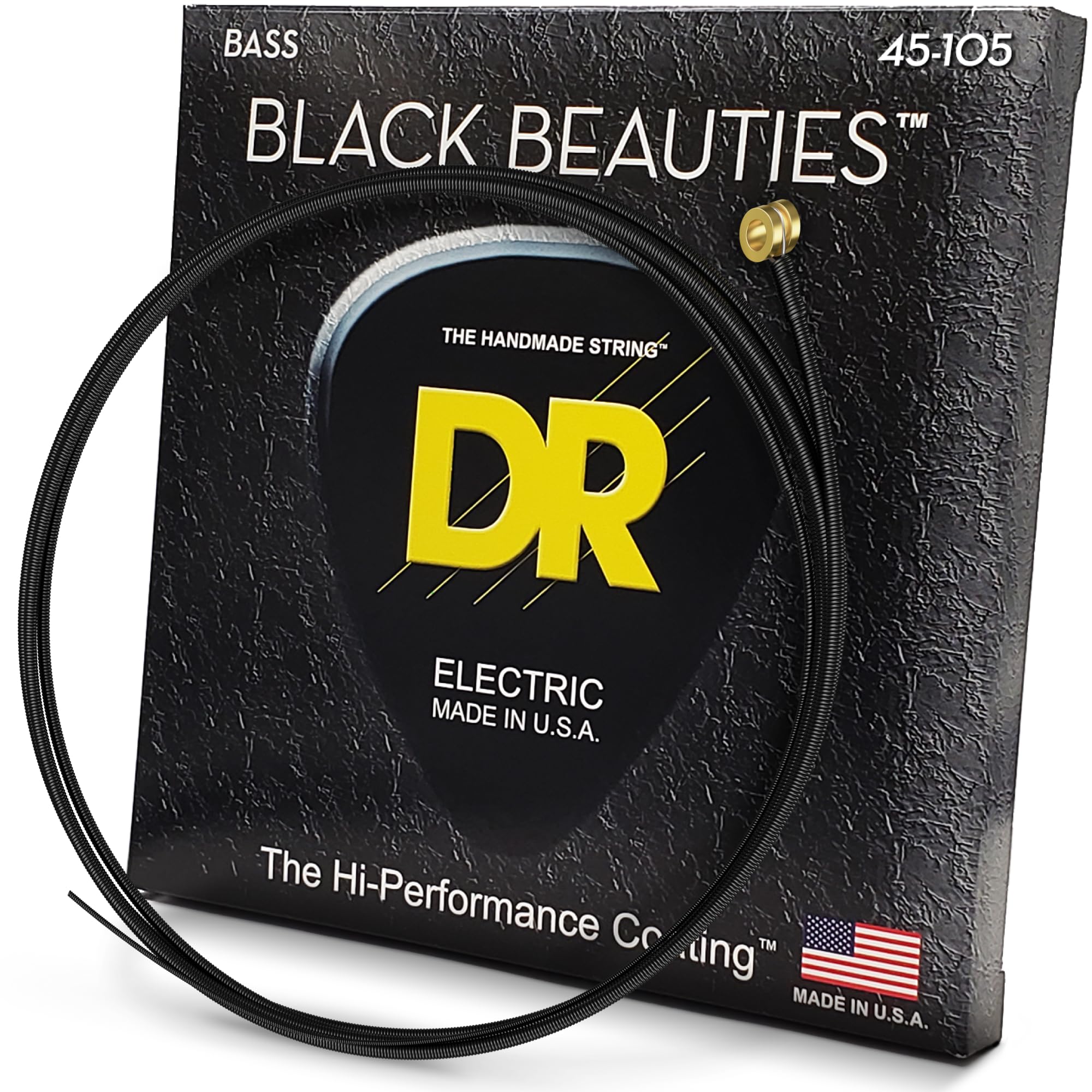 DR Strings Black Beauties BKB-45 Coated Black Bass Guitar Strings - Medium Gauge, Medium Scale