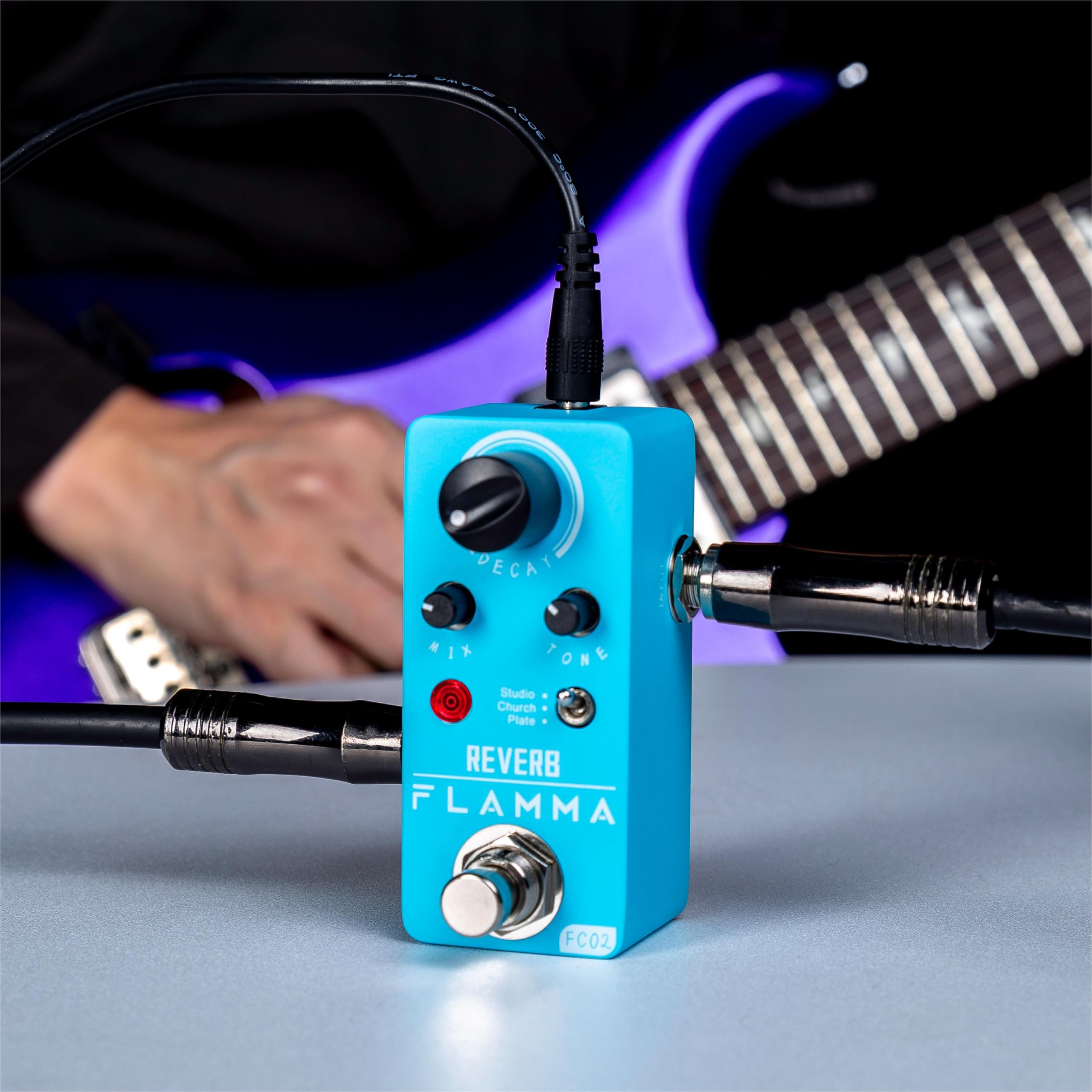 FLAMMA FC02 Mini Reverb Pedal Digital Guitar Pedal with 3 Reverb Effects Church Plate Studio True Bypass