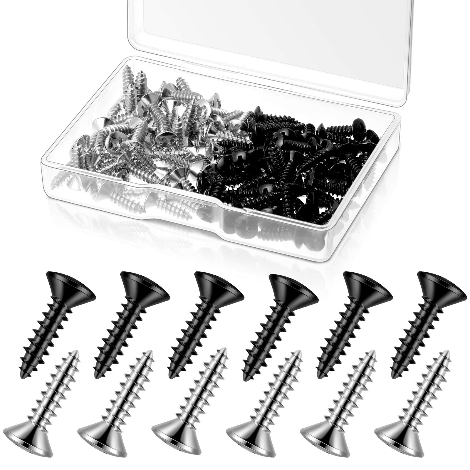 Hotop 100 Pack 3 Mm Guitar Screw Bass Pickguard Screws Guitar Mounting Screws For Guitar Bass Replacement (Black And Silvery)