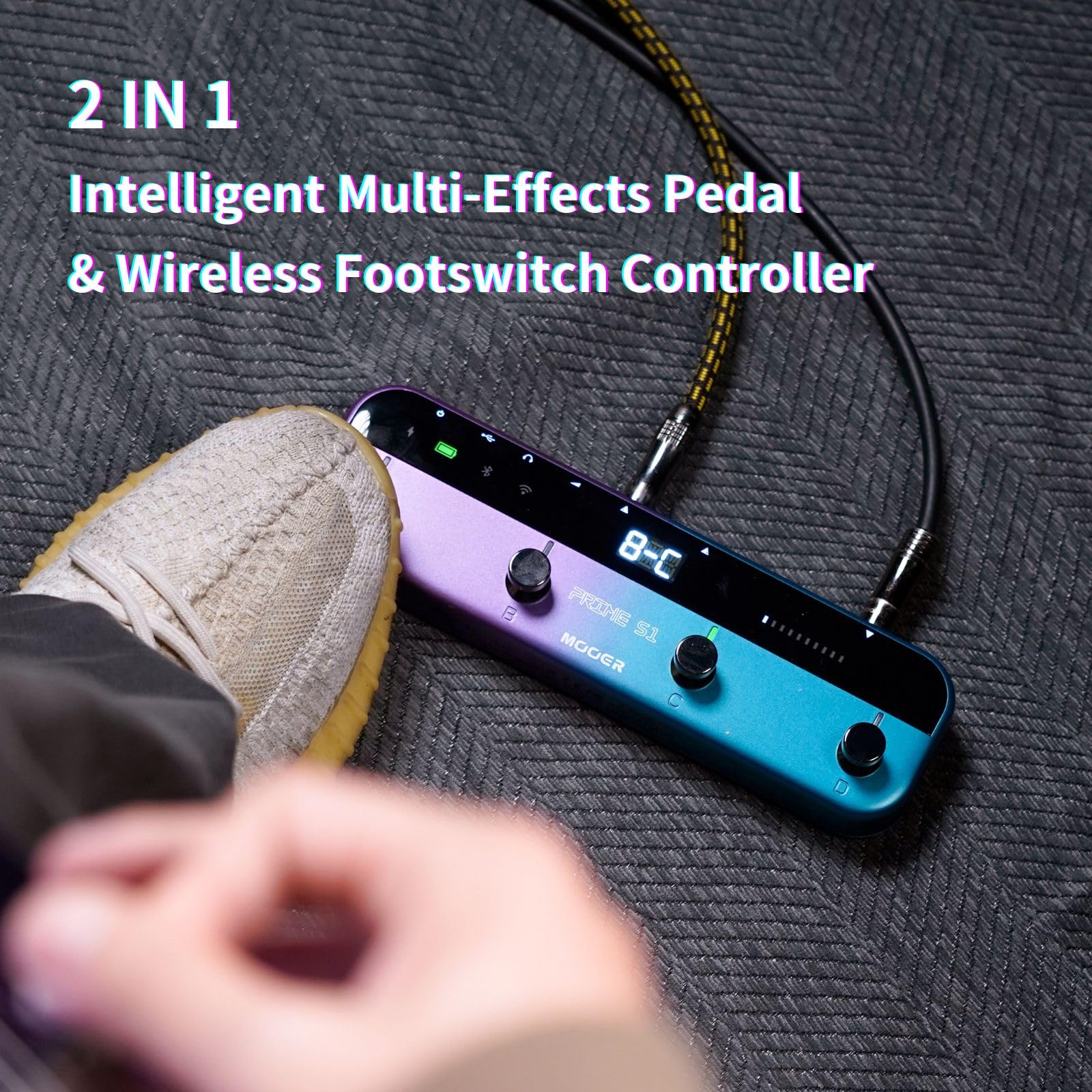 MOOER S1 Multi-Effects Processor, Stereo Electric Guitar Pedals with Wireless Footswitch Controller 2 IN 1 126 Guitar Effects Tu
