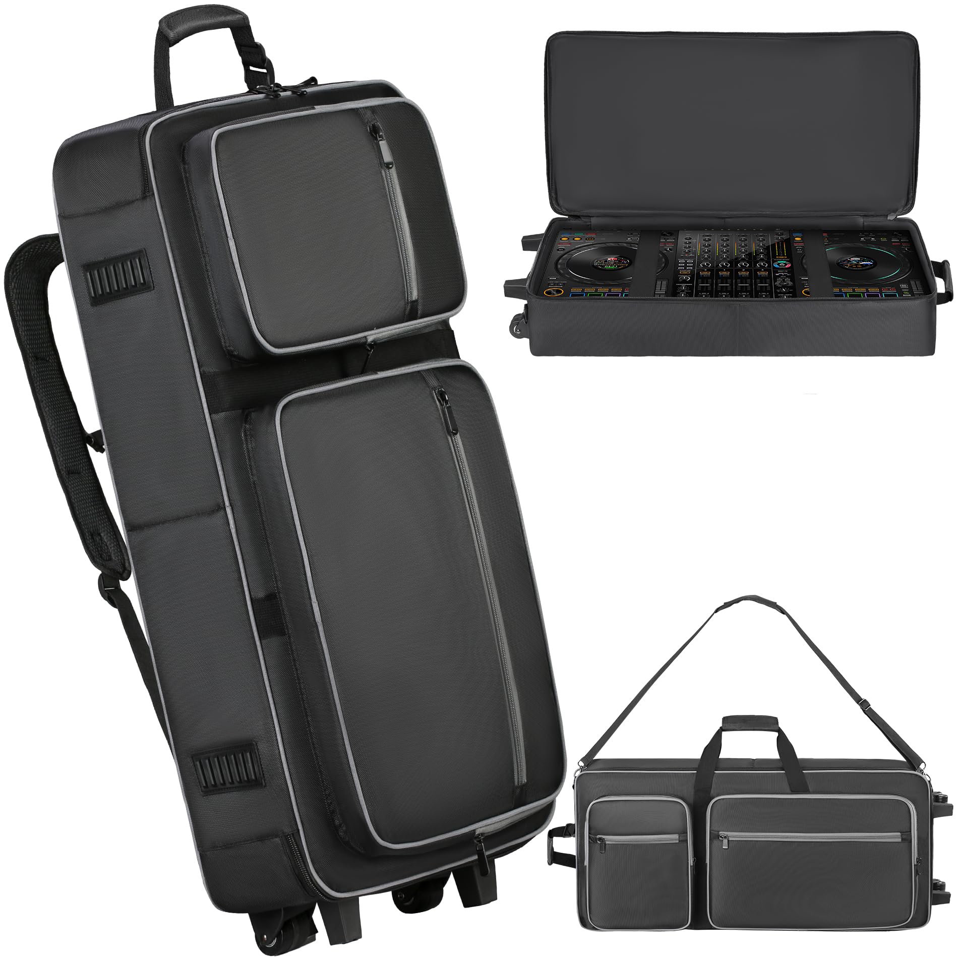 Aleemin Dj Controller Soft Case With Wheels - Compatible With Ddj 800 / Flx6 / Sx2/Sx3 / Mc7000 / Rane One/Mixon 8 Pro, Padded R