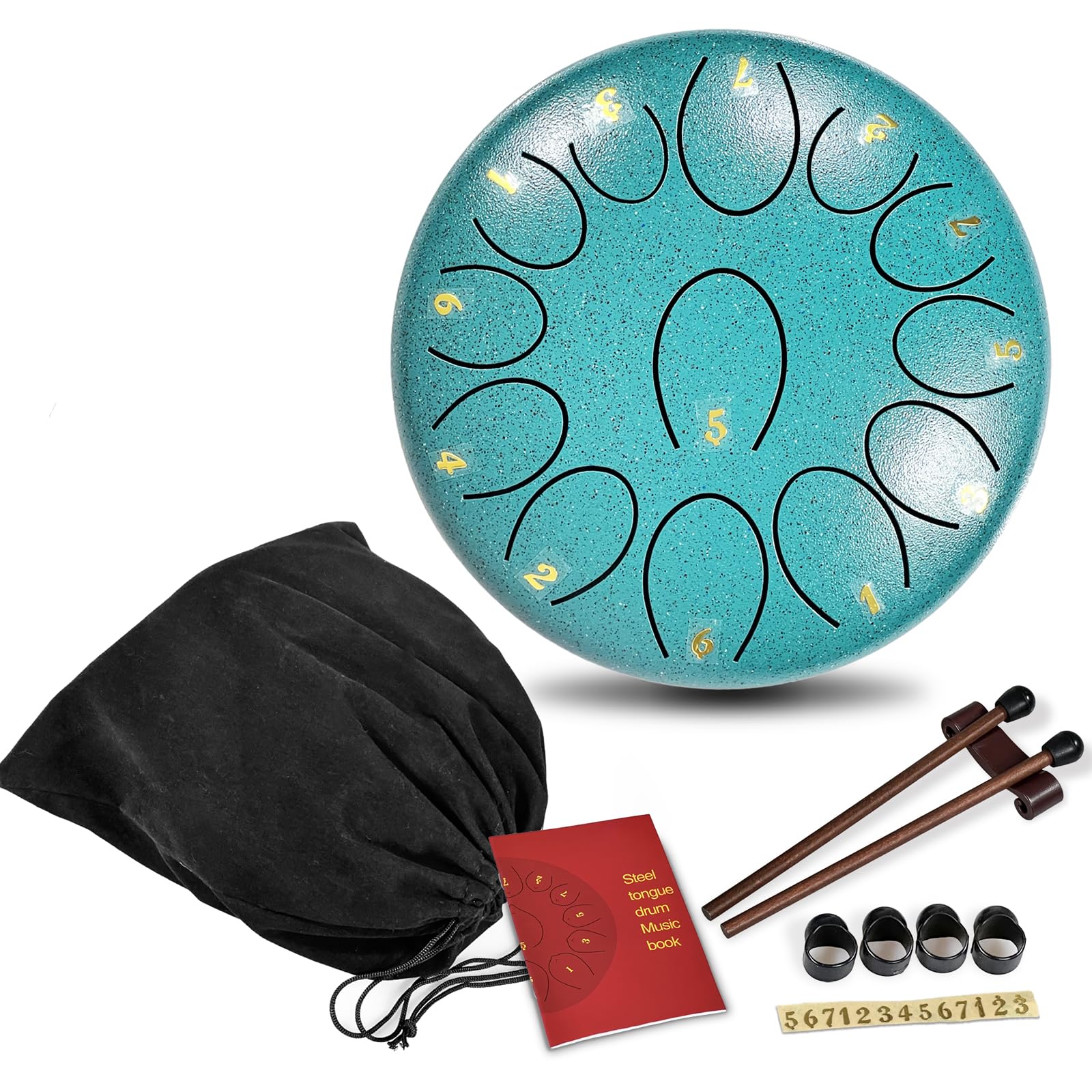 Steel Tongue Drum Musical Percussion Instrument, Rain Drum for Outside - Musician Gift for Family and Friends (malachite, 13 Not