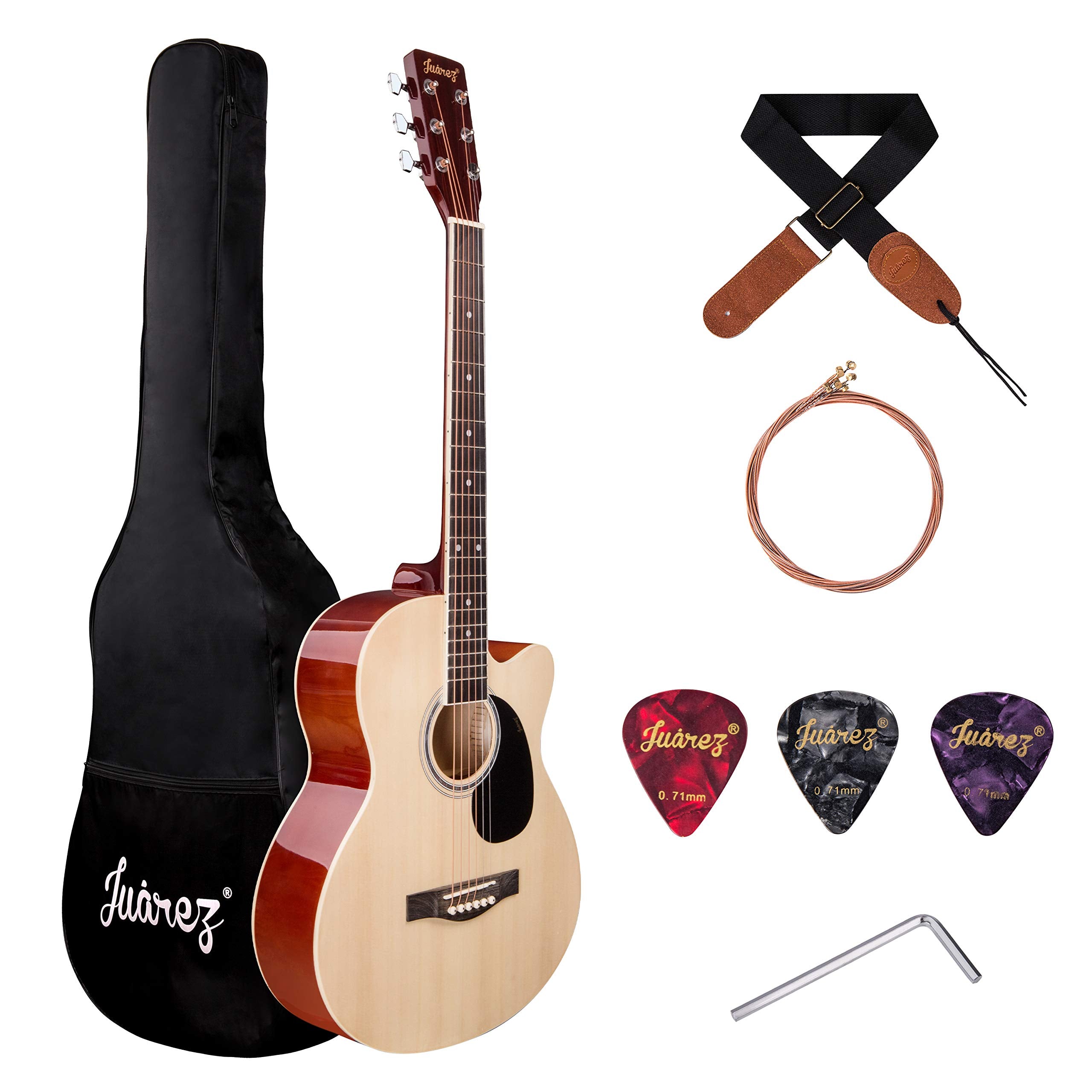 Juarez Arpeggio 39 Inch Acoustic Guitar Kit, Jra39Sr-Nat Spruce Top, Rosewood Fretboard & Bridge, Truss Rod, Chrome Die Cast Mac