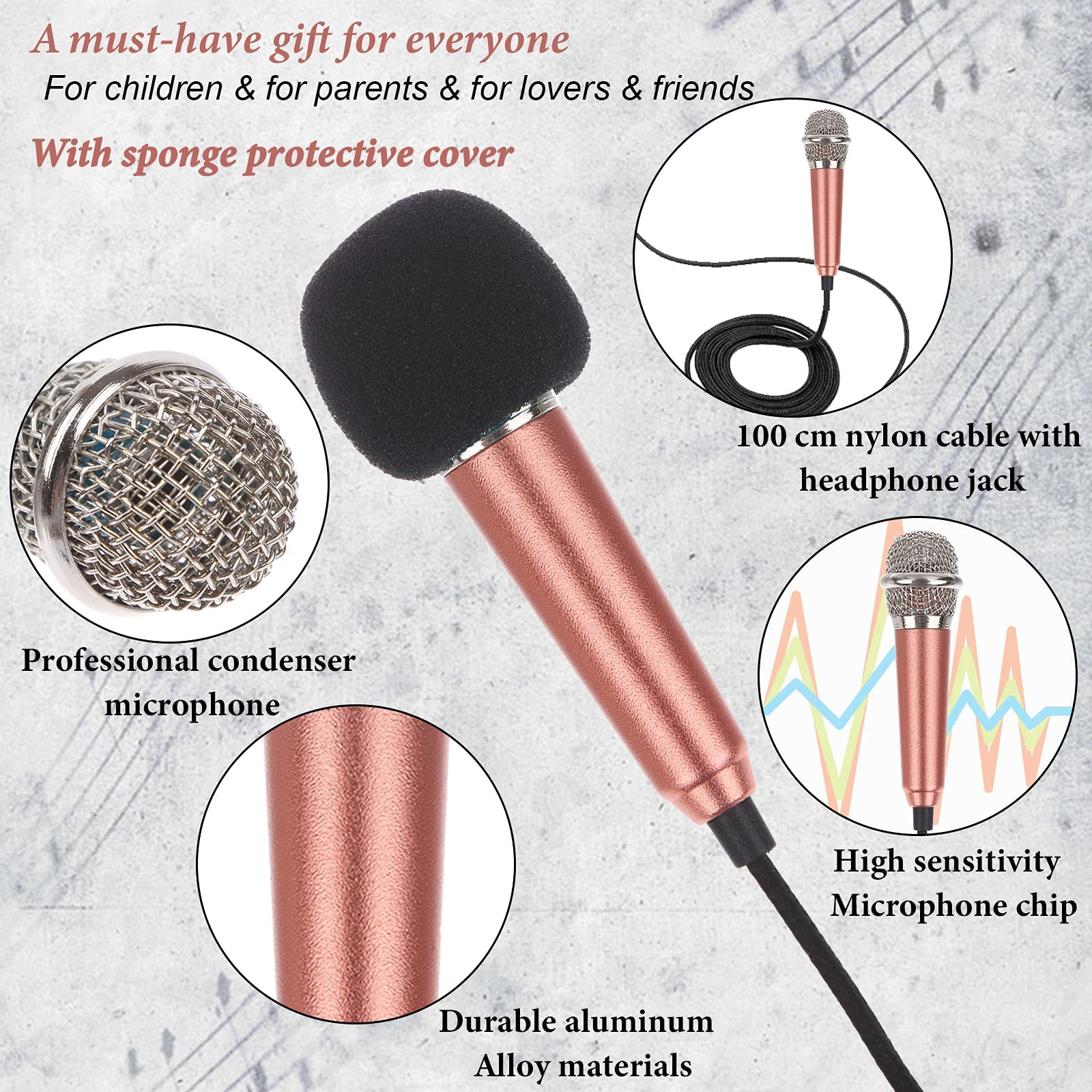 5Pcs Mini Microphone Mini Karaoke Microphone for Voice Recording, Portable Microphone Chatting and Singing Compatible with Smart